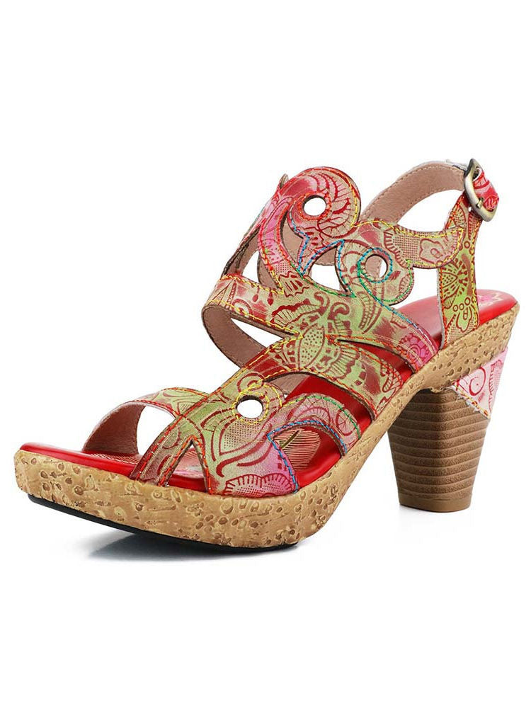 Zendaya Hand-painted Genuine Leather Sandals – product view 8