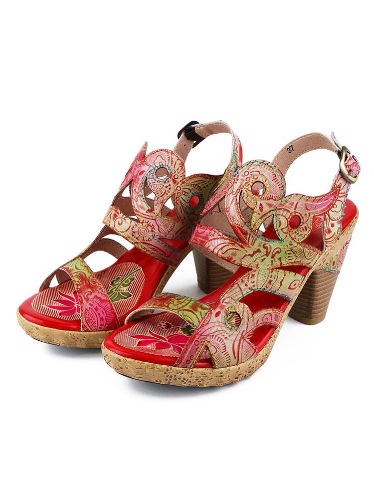 Zendaya Hand-painted Genuine Leather Sandals – product view 10