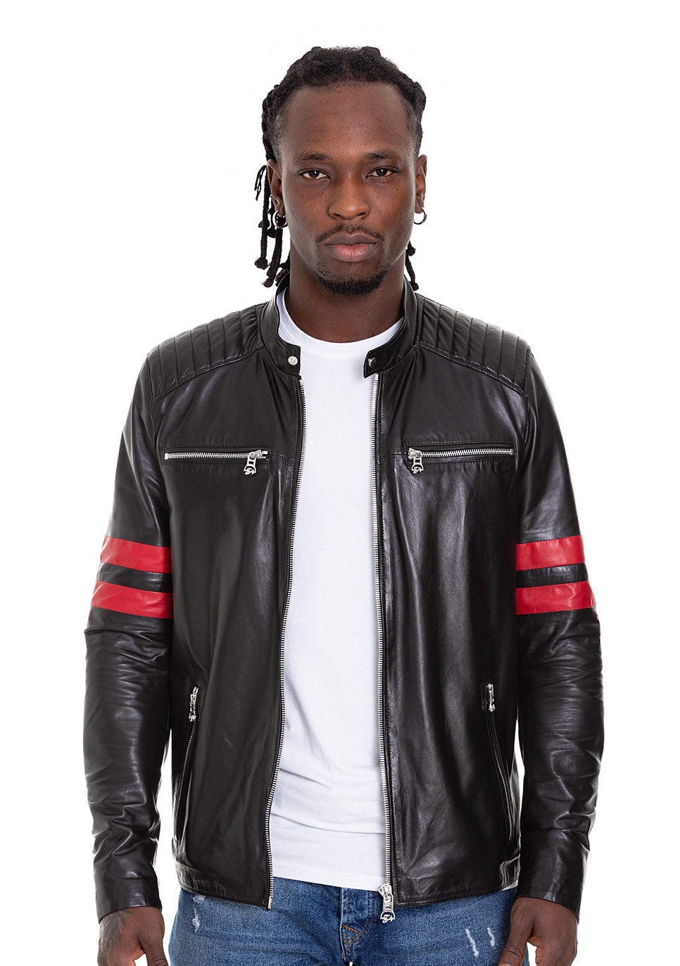Vinci Leather The Urban Black Leather Men Jacket – product view 1