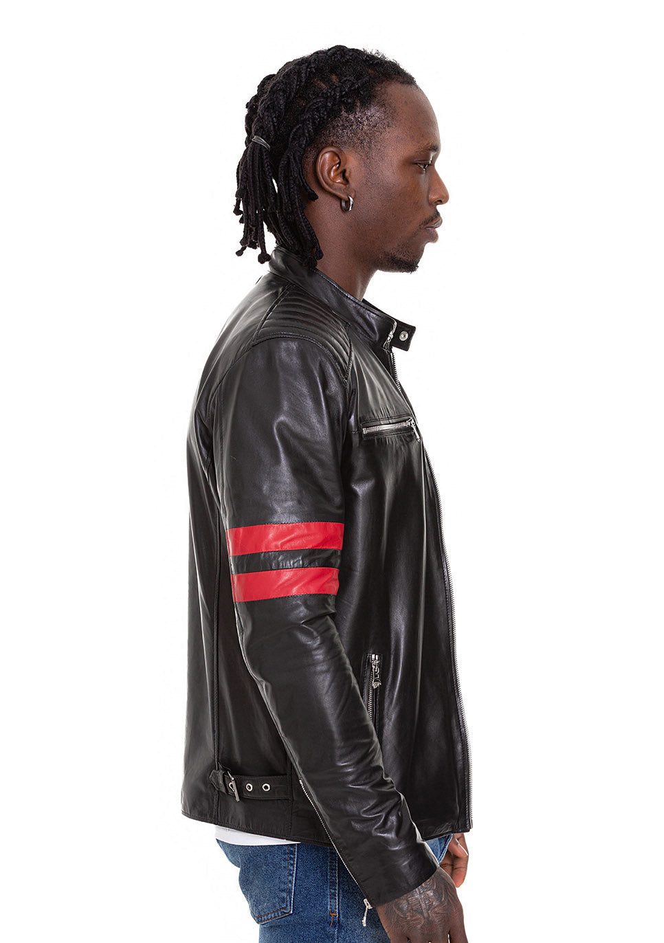 Vinci Leather The Urban Black Leather Men Jacket – product view 2