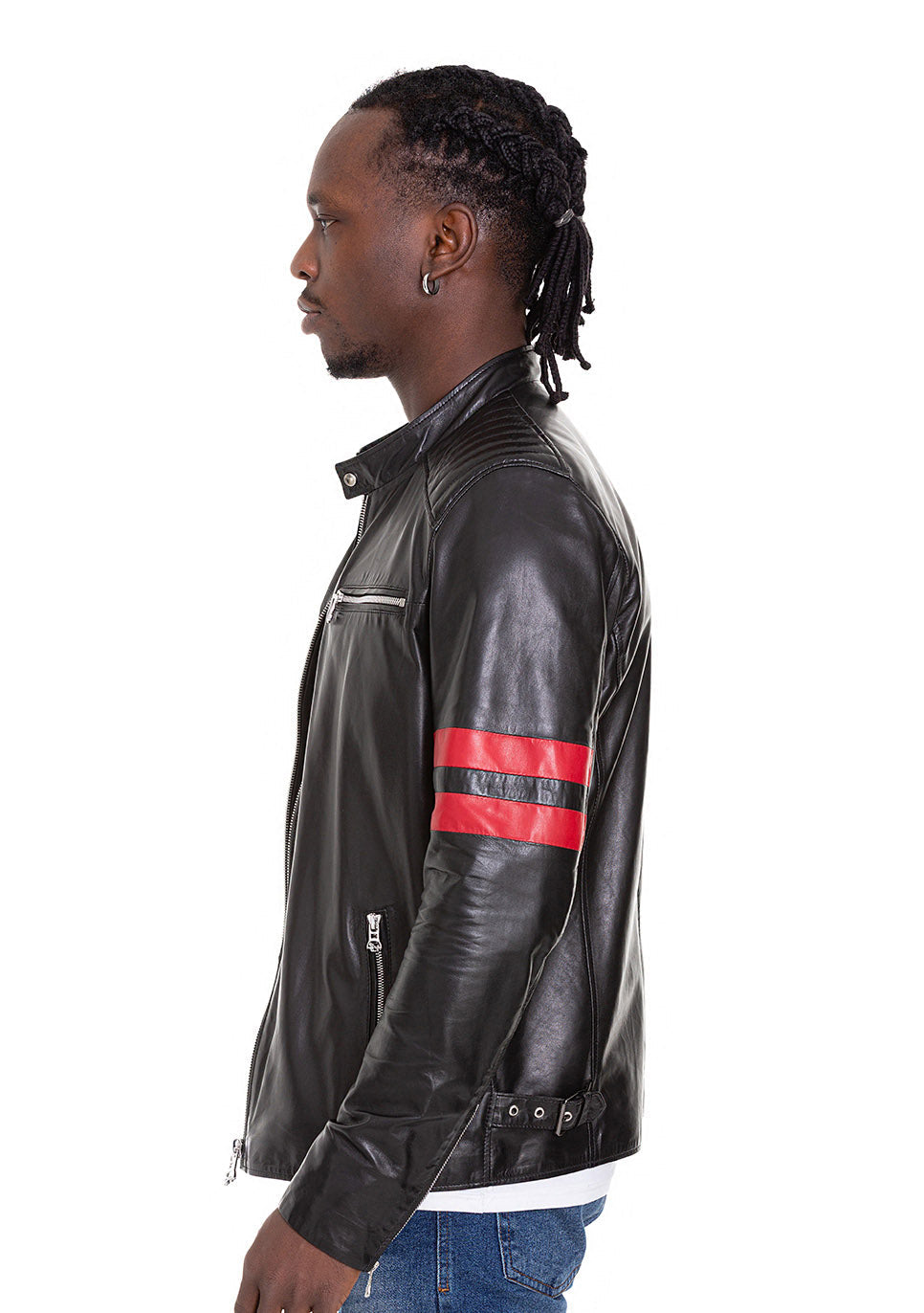 Vinci Leather The Urban Black Leather Men Jacket – product view 4