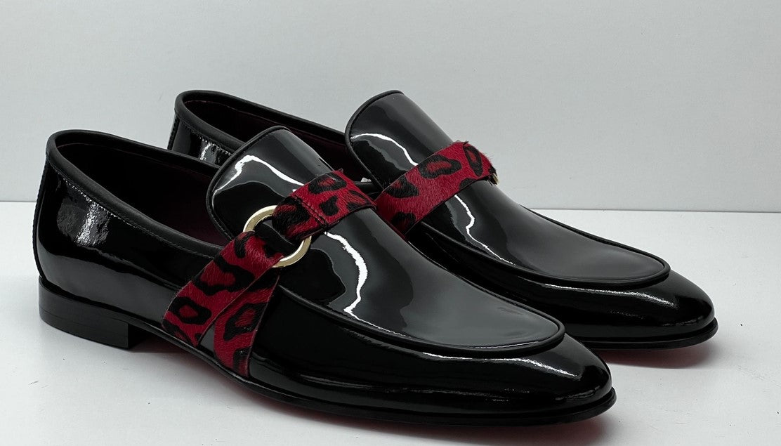 C&E Fashions C Collection Patent Leather Loafer - Black/Red – product view 3