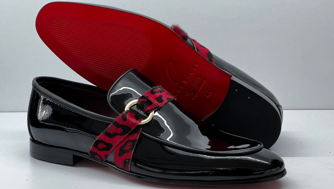 C&E Fashions C Collection Patent Leather Loafer - Black/Red – product view 4