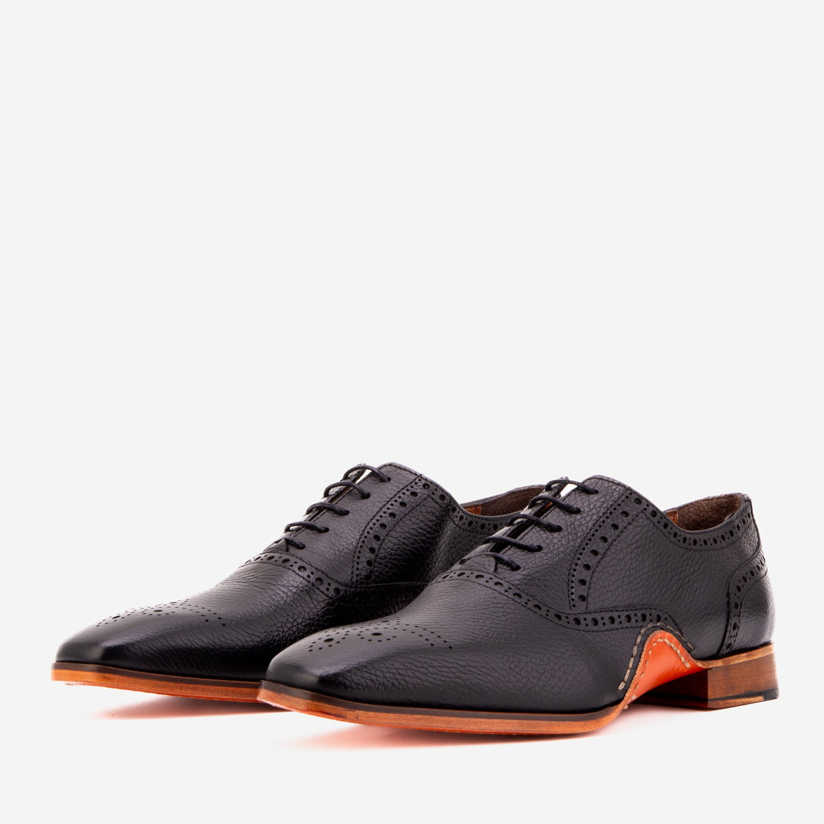 Vinci Leather The Draco Handmade Black Semi Brogue Oxford Men Shoe – product view 2