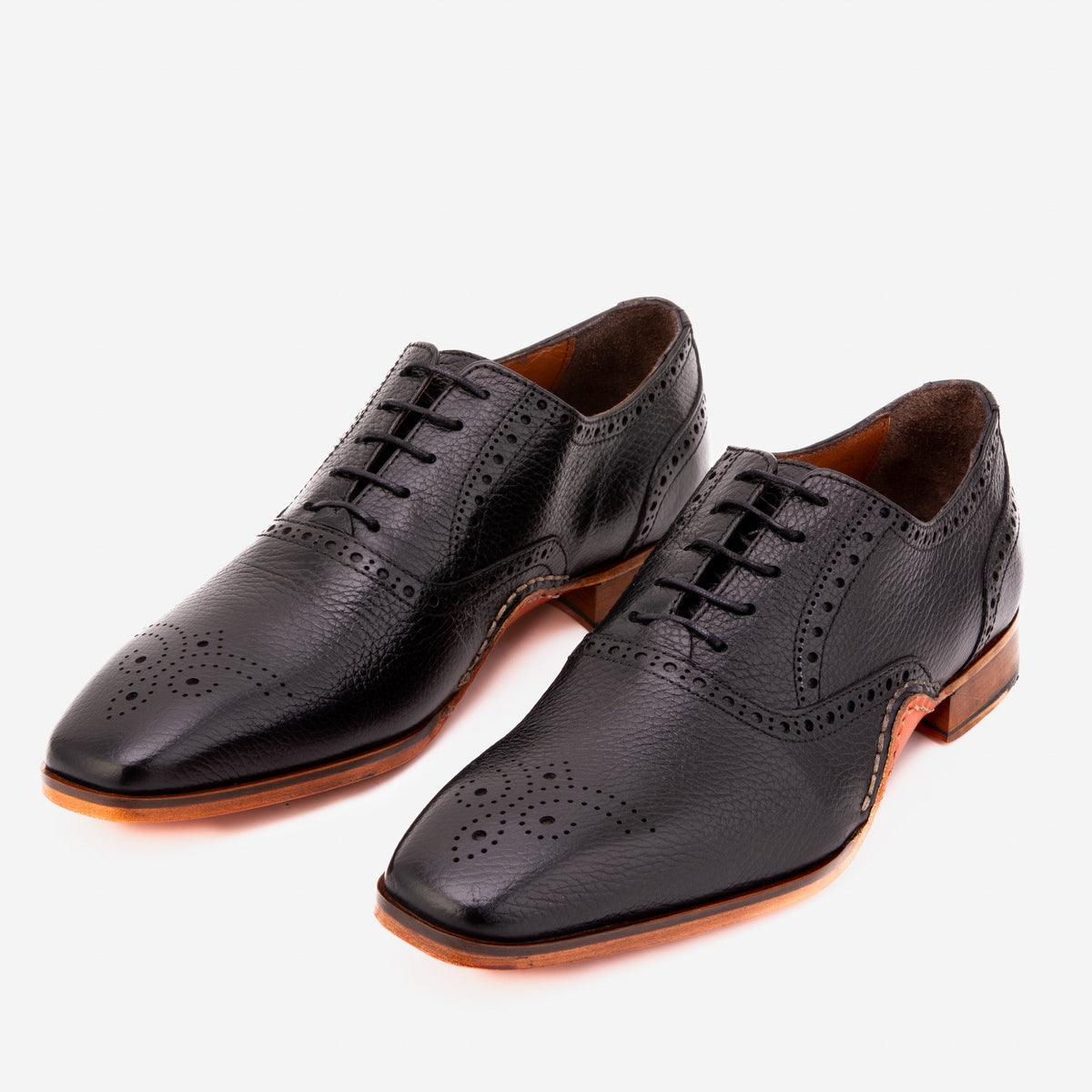Vinci Leather The Draco Handmade Black Semi Brogue Oxford Men Shoe – product view 7