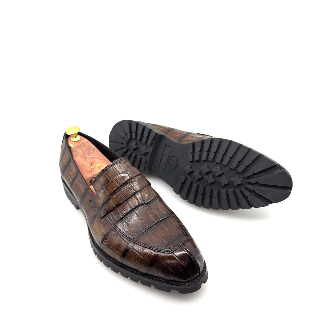 C&E Fashions Maurice Carolina Custom Made Alligator Loafer - Brown – product view 10