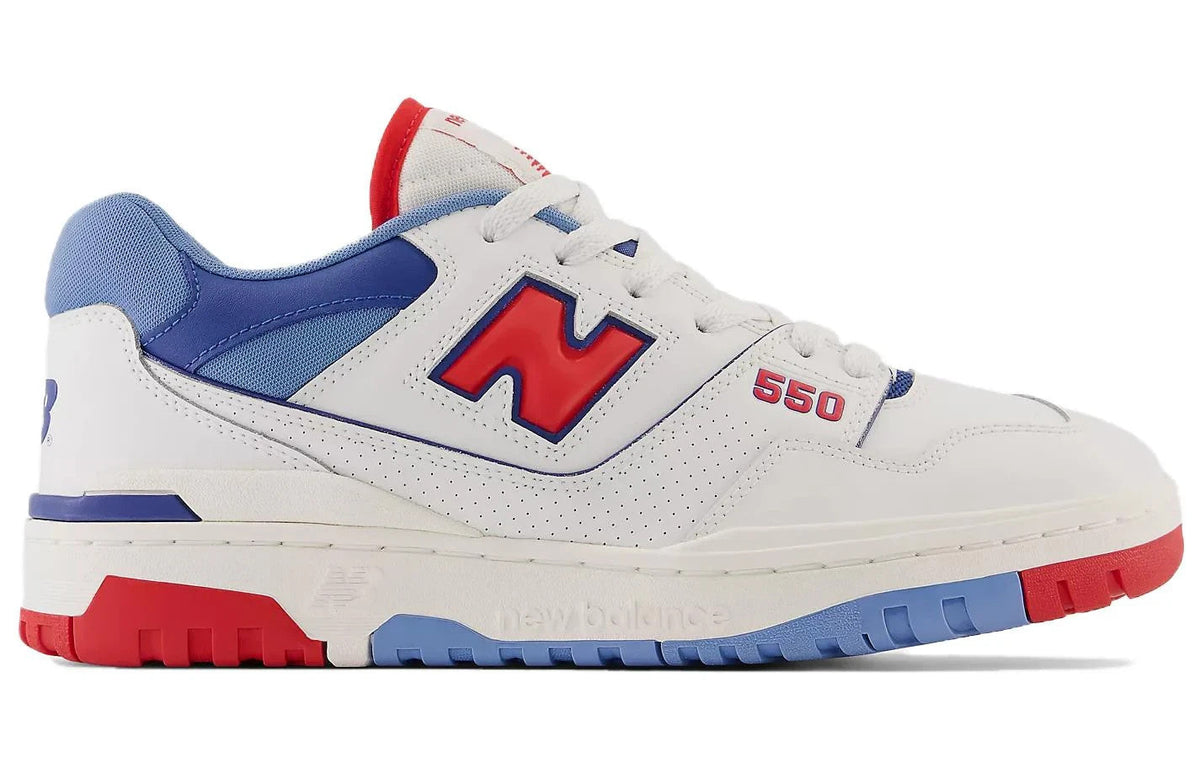 New Balance 550 Men's Sneakers — True Red/White Leather Low-Top