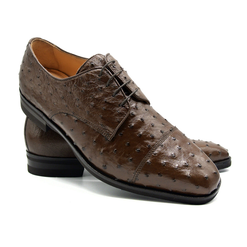 Zelli Italia Men's 23-538-BRN ANDREA Ostrich Quill Lace Up, Brown