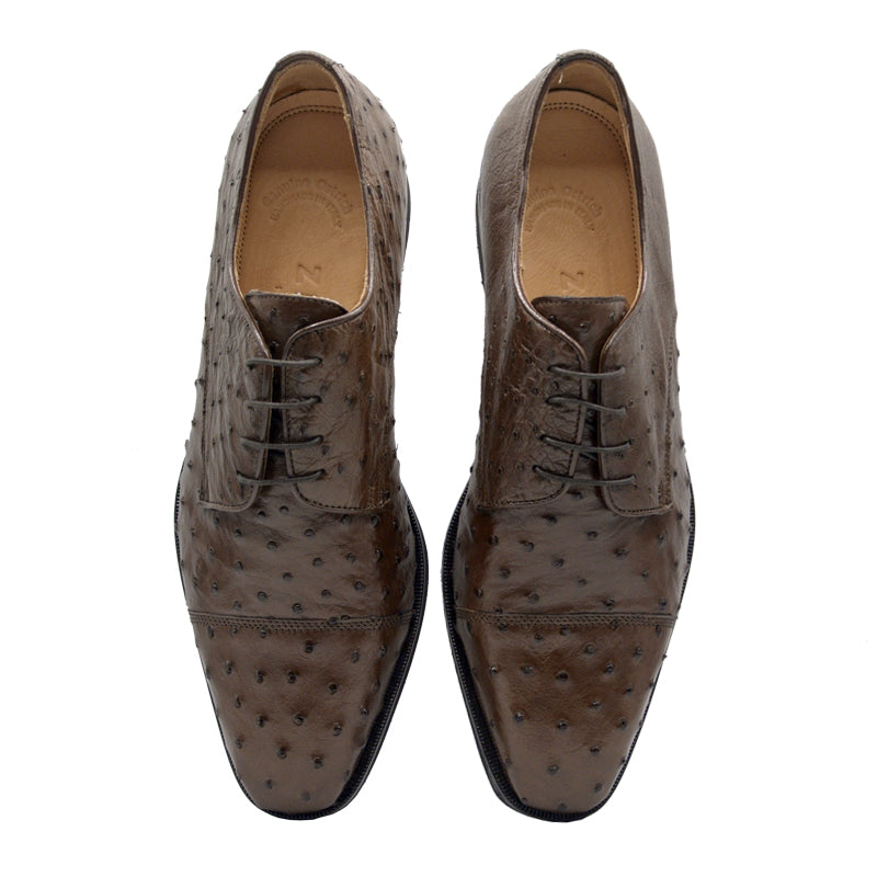 Zelli Italia Men's 23-538-BRN ANDREA Ostrich Quill Lace Up, Brown