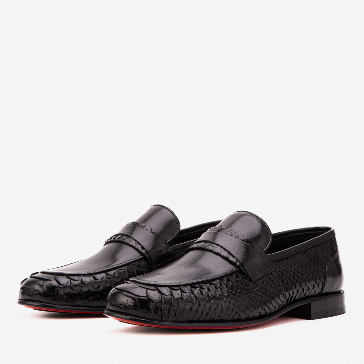The Aurelio Black Python & Baby Buffalo Leather Penny Loafer