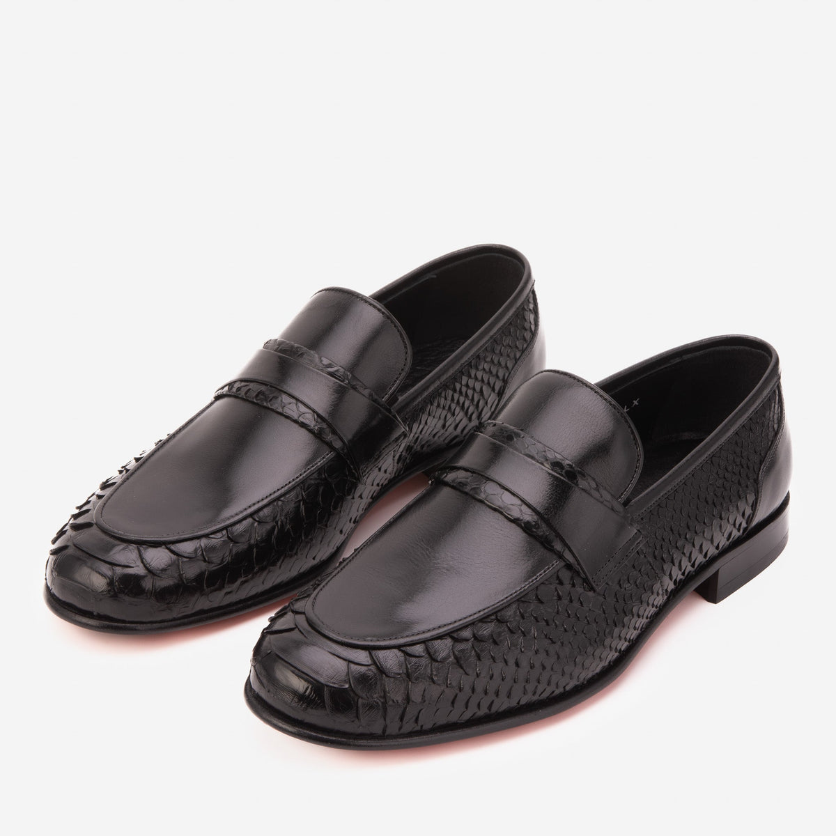 The Aurelio Black Python & Baby Buffalo Leather Penny Loafer