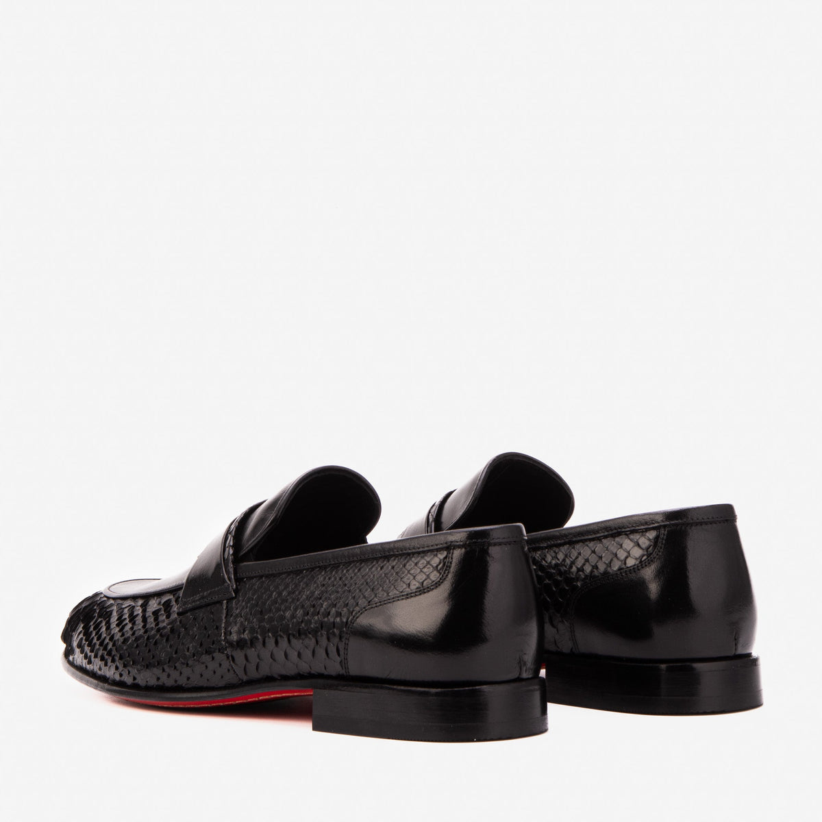 The Aurelio Black Python & Baby Buffalo Leather Penny Loafer