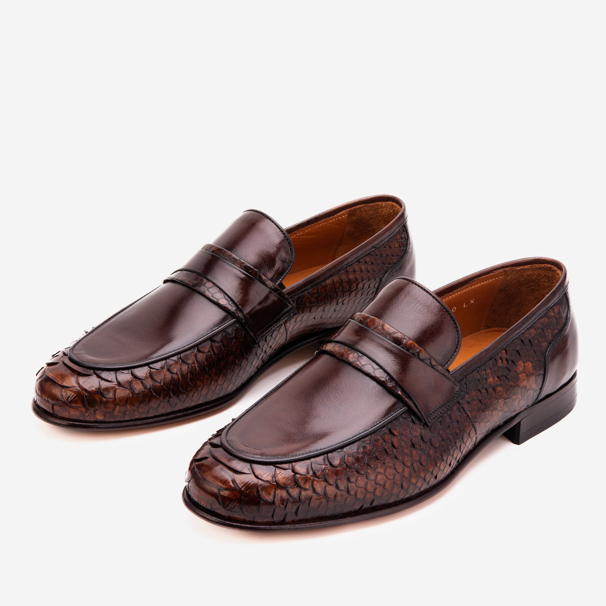 The Aurelio Brown Python & Baby Buffalo Leather Penny Loafer