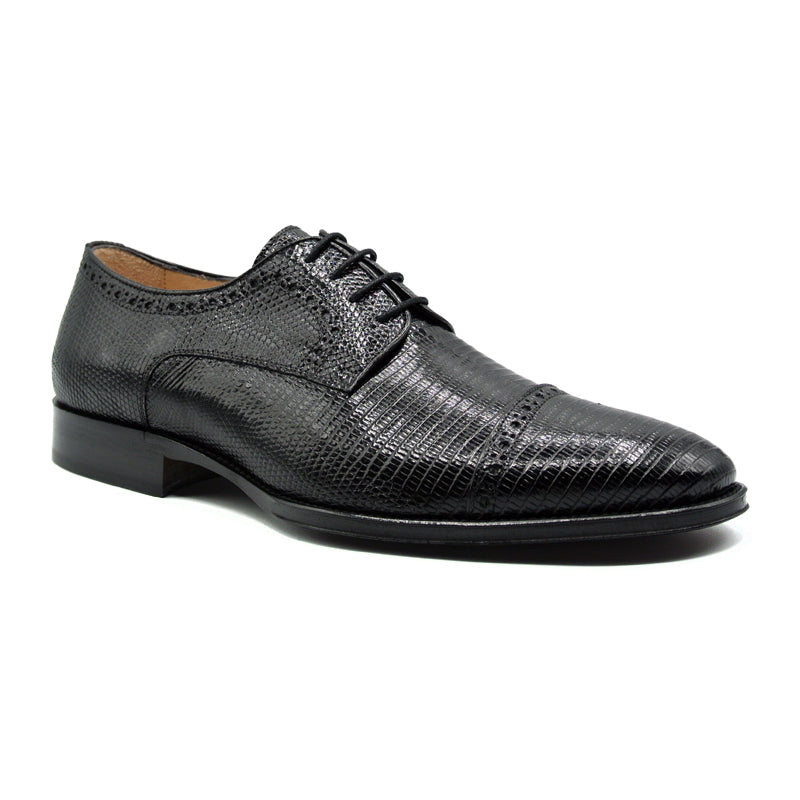 Zelli Italia Men's 24-526-BLK GIOVANNI Teju Lizard Lace Up, Black