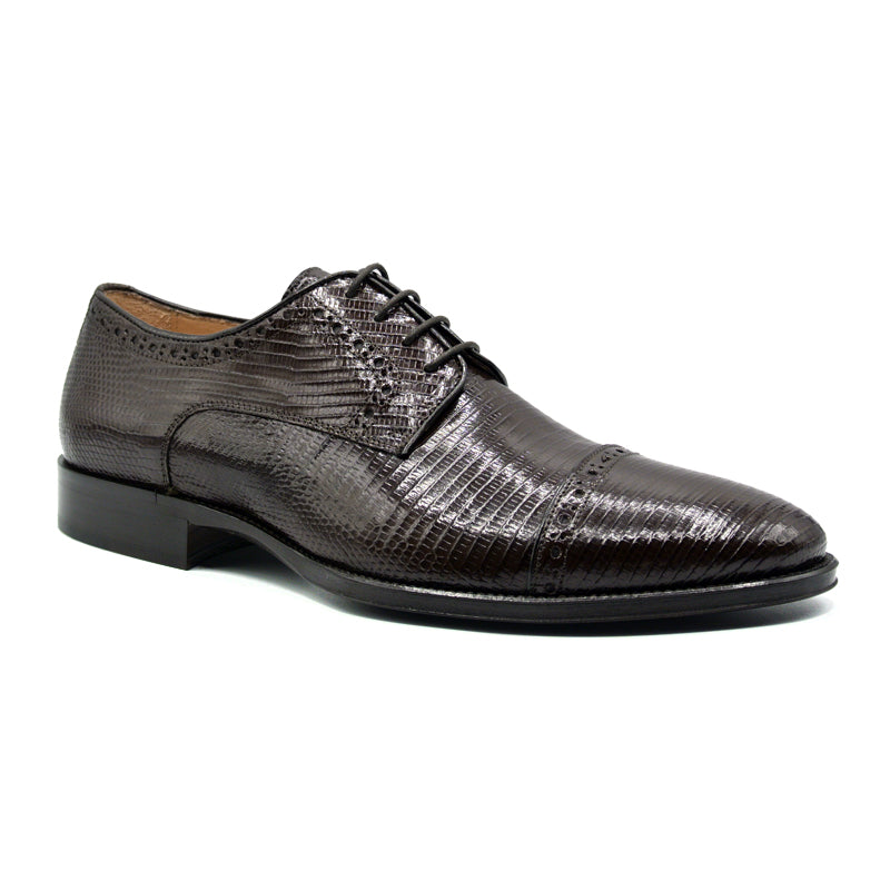 Zelli Italia Men's 24-526-BRN GIOVANNI Teju Lizard Lace Up, Dark Brown