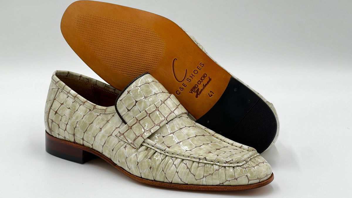 C&E Fashions C Collection Crocodile Leather Loafer - Beige – product view 3