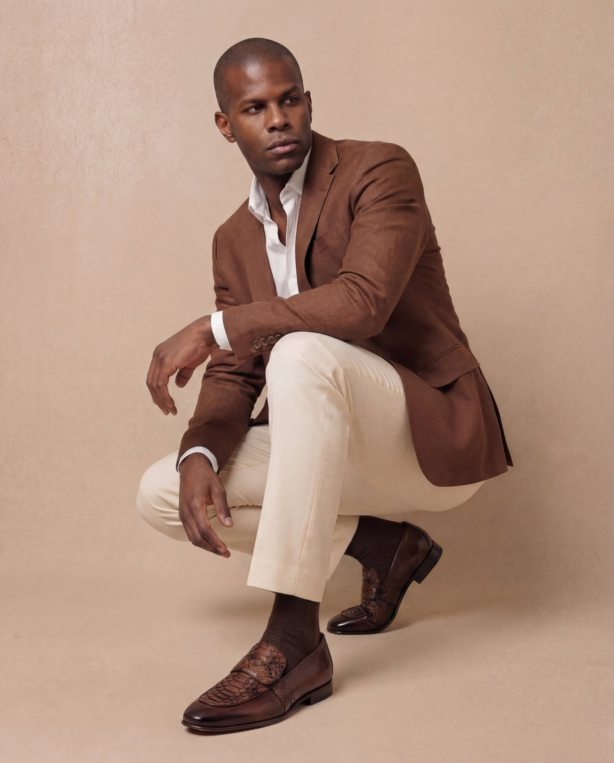 The Dorian Tan Python & Baby Buffalo Leather Loafer Men Shoe