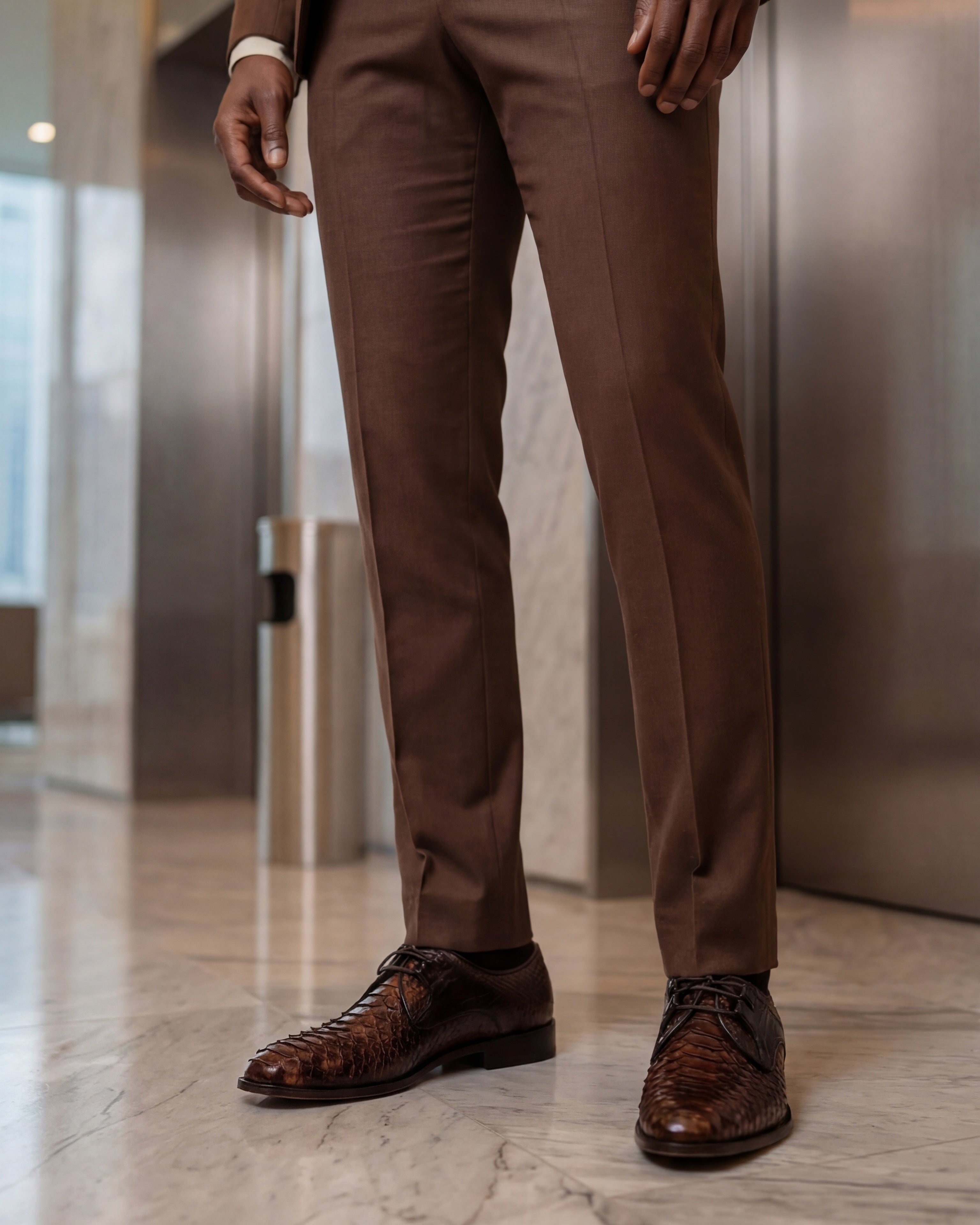 The Valmont Tan Python Leather Derby Men Shoe