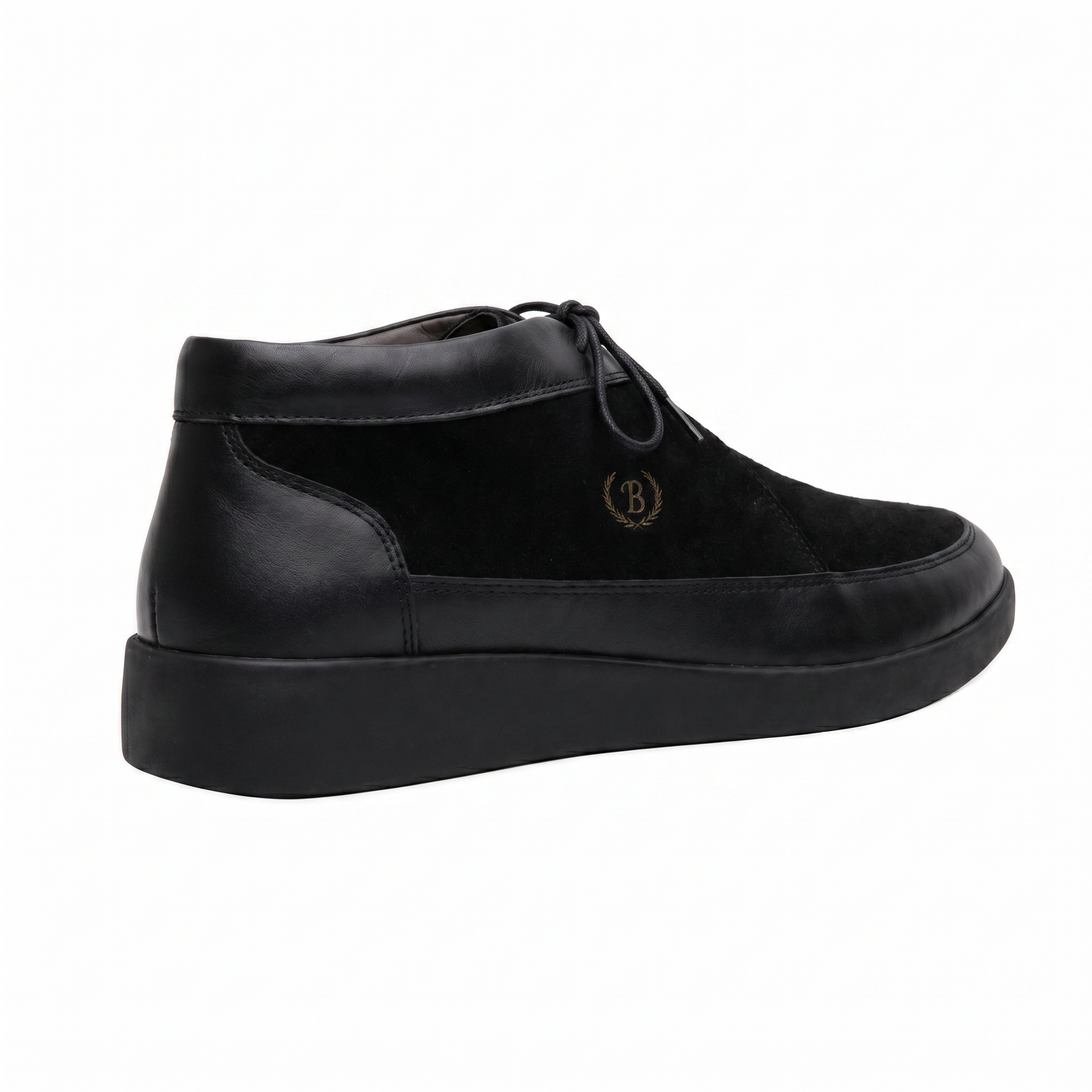 Johnny Famous Bally Style Central Park Men's Black Leather and Suede High Top Sneakers