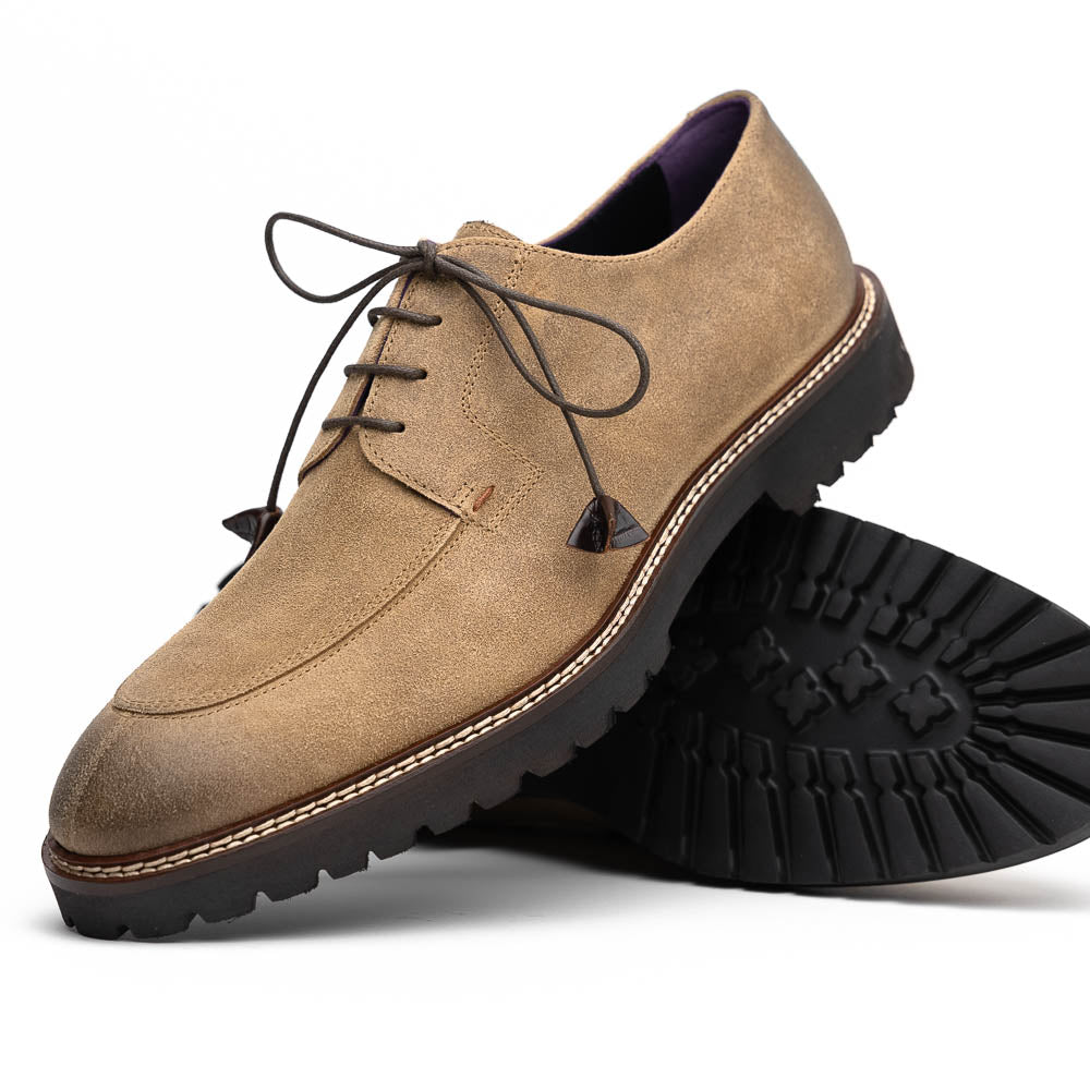 Zelli Italia Men's 26-224-OAK CAMPO Sueded Goatskin Lace Up with Wax Finish, Oak