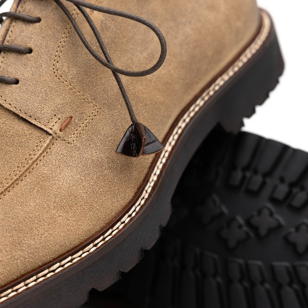 Zelli Italia Men's 26-224-OAK CAMPO Sueded Goatskin Lace Up with Wax Finish, Oak
