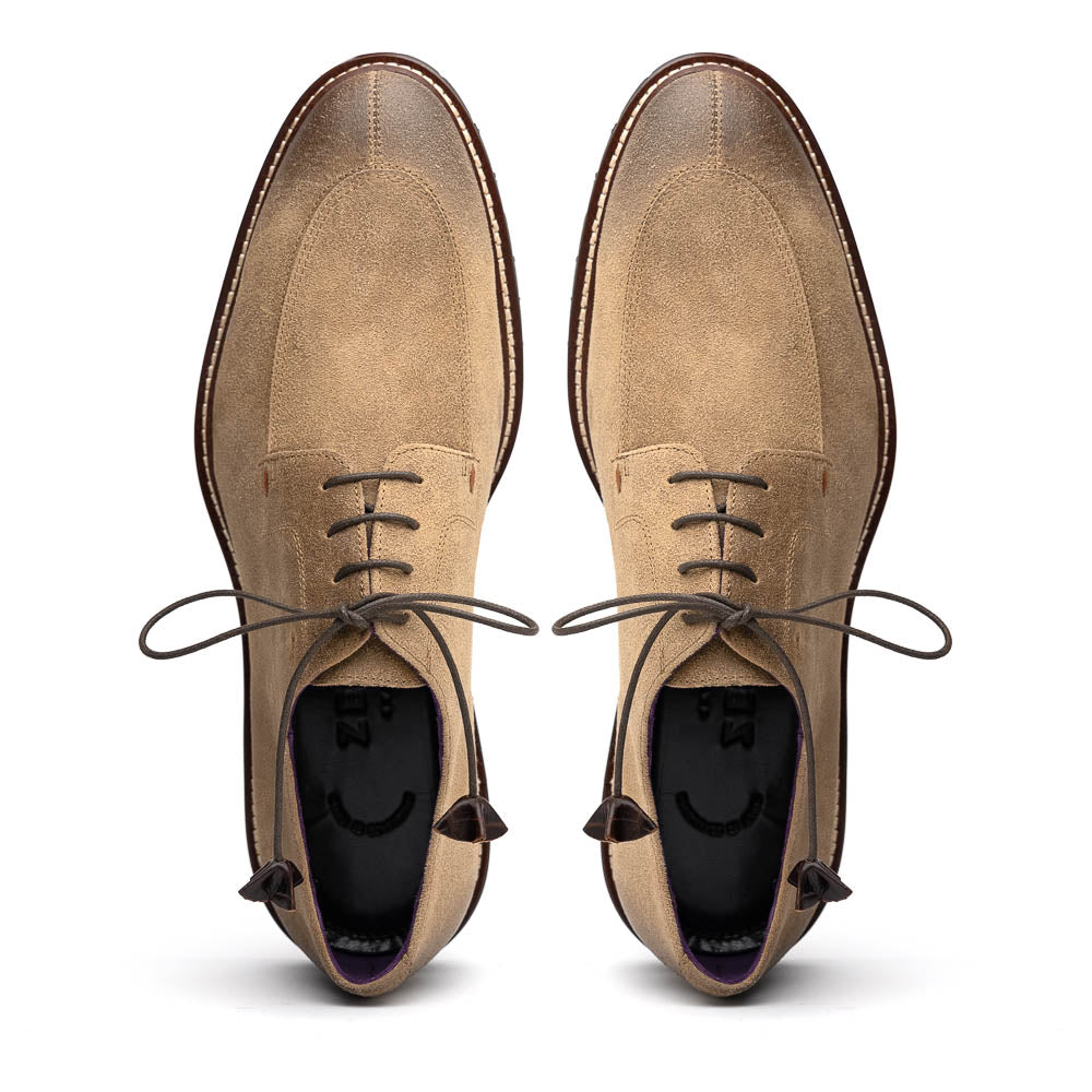 Zelli Italia Men's 26-224-OAK CAMPO Sueded Goatskin Lace Up with Wax Finish, Oak