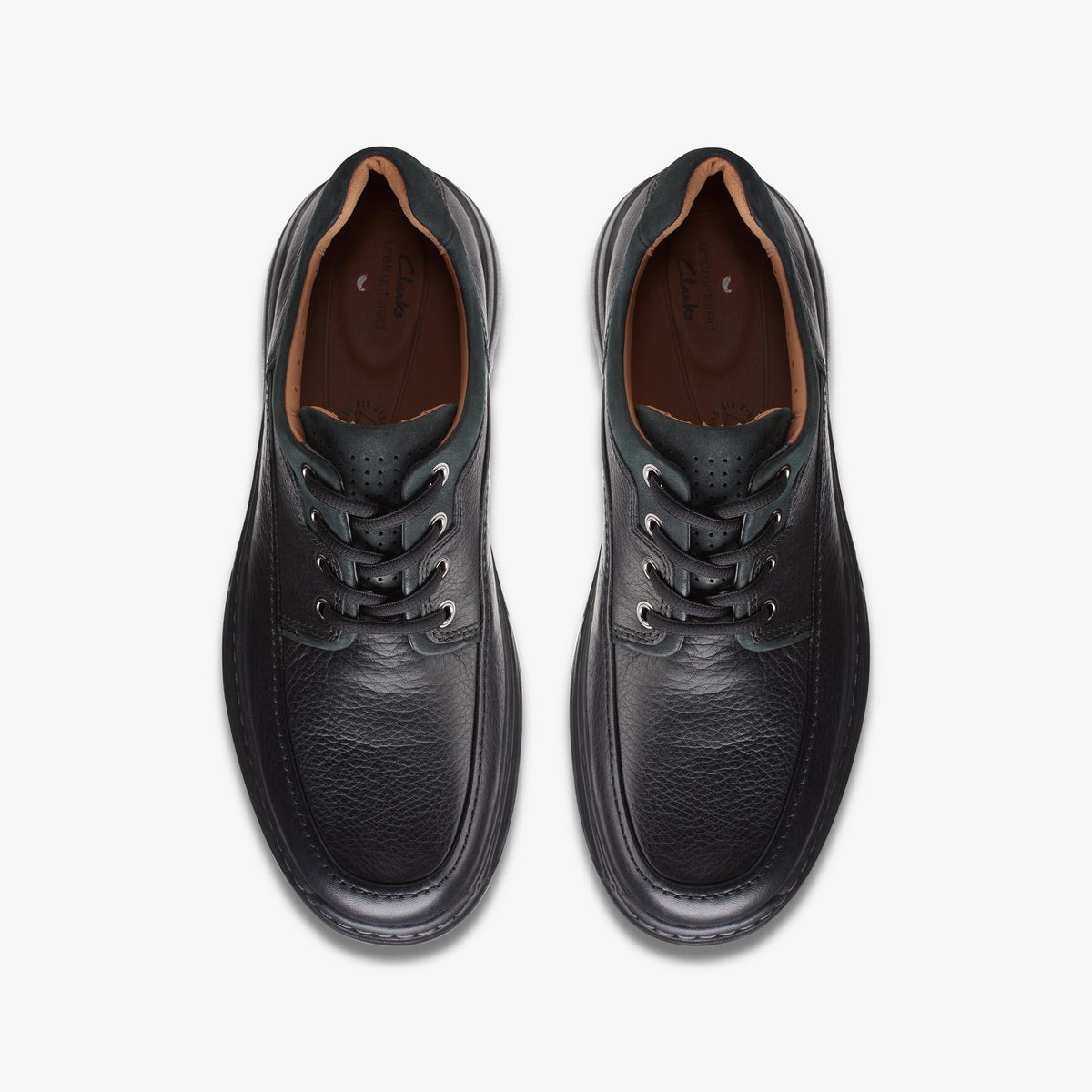 Clarks UN BRAWLEY LACE Men's Black Leather 26151336 — top view