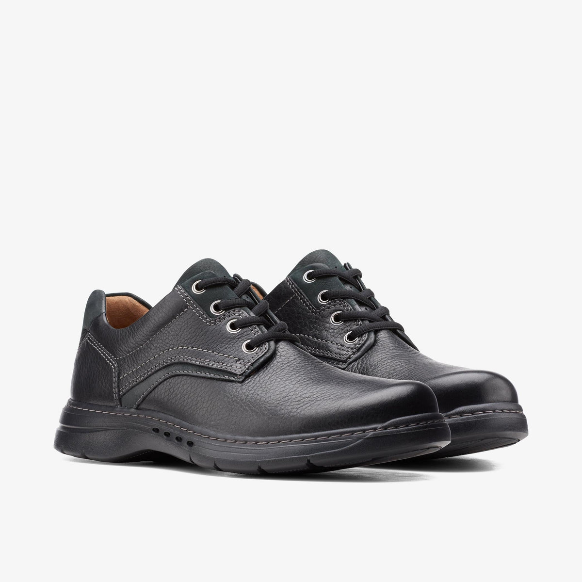 Clarks Un Brawleypace Men's Black Leather 26151781 — sole view