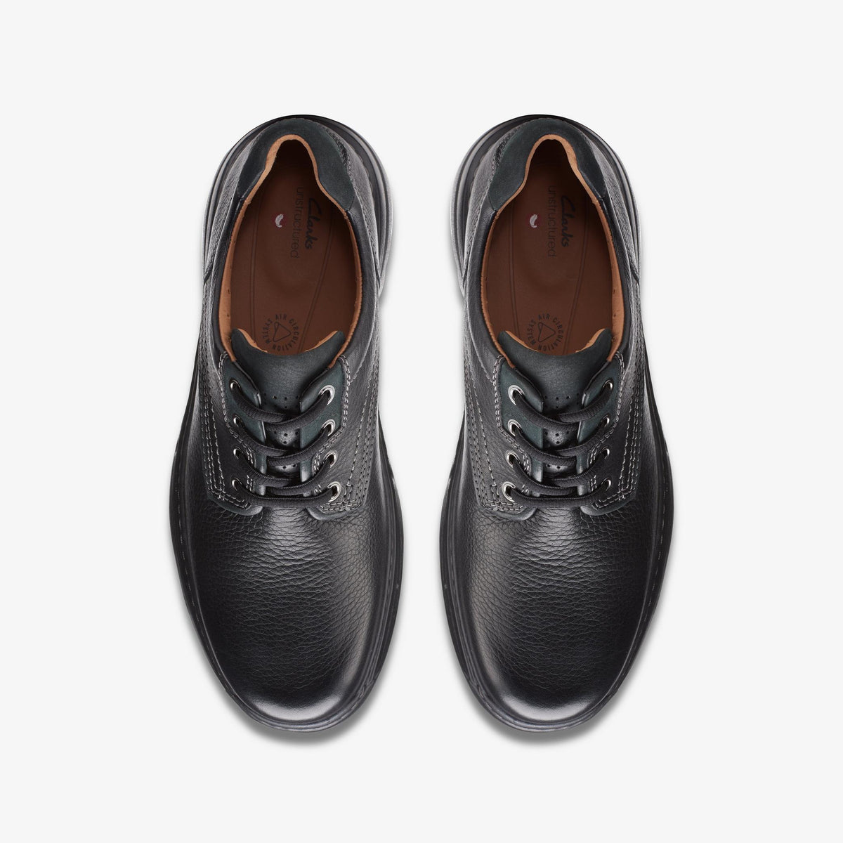 Clarks Un Brawleypace Men's Black Leather 26151781 — top view