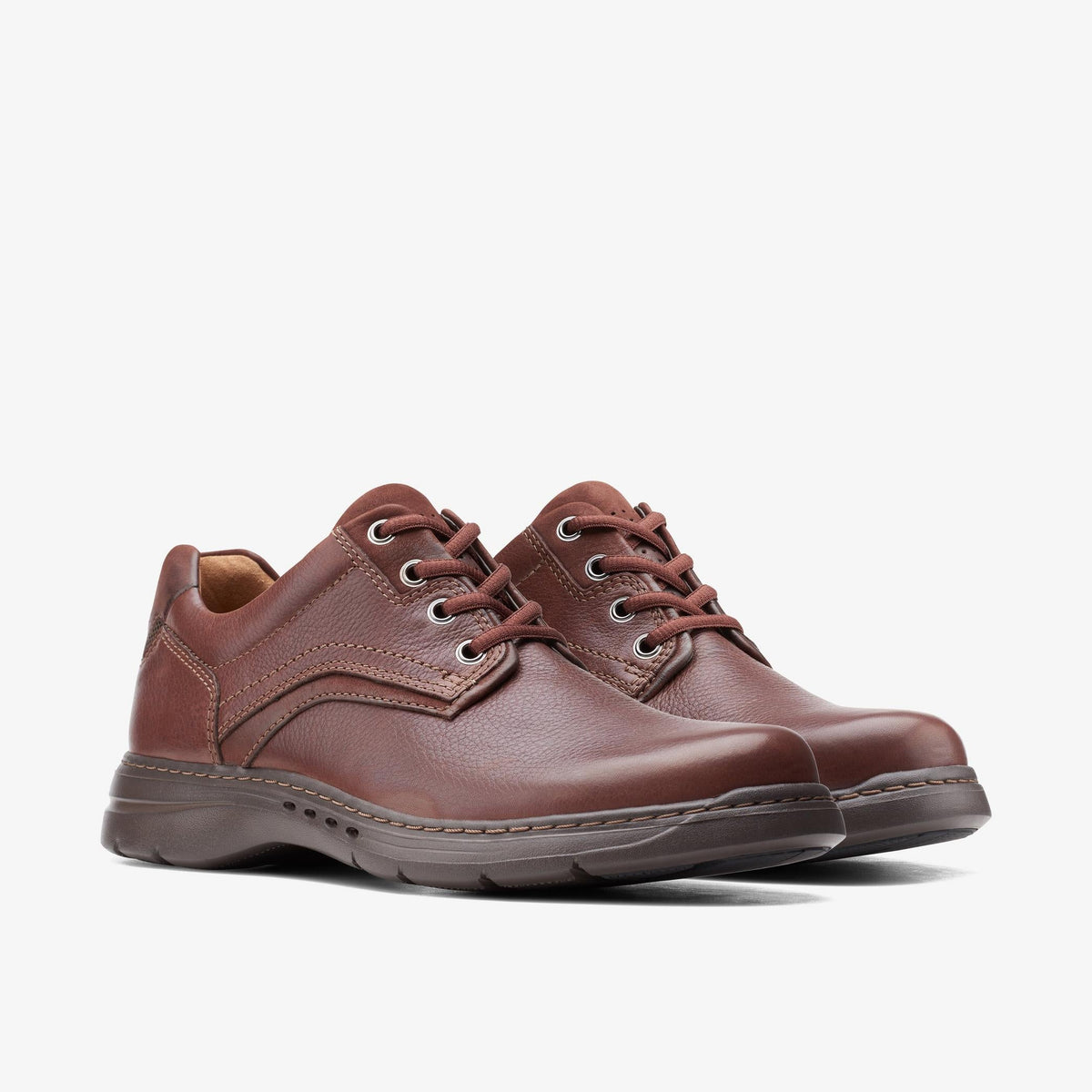 Clarks Un Brawleypace Men's Mahogany Leather 26151782 — sole view