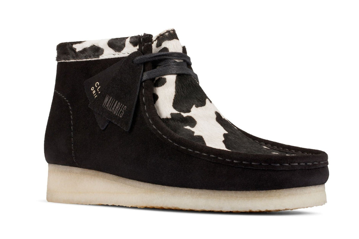 Clarks Originals Wallabee Boot Black Cow Print Men's Black / Cow 26154810 — side view