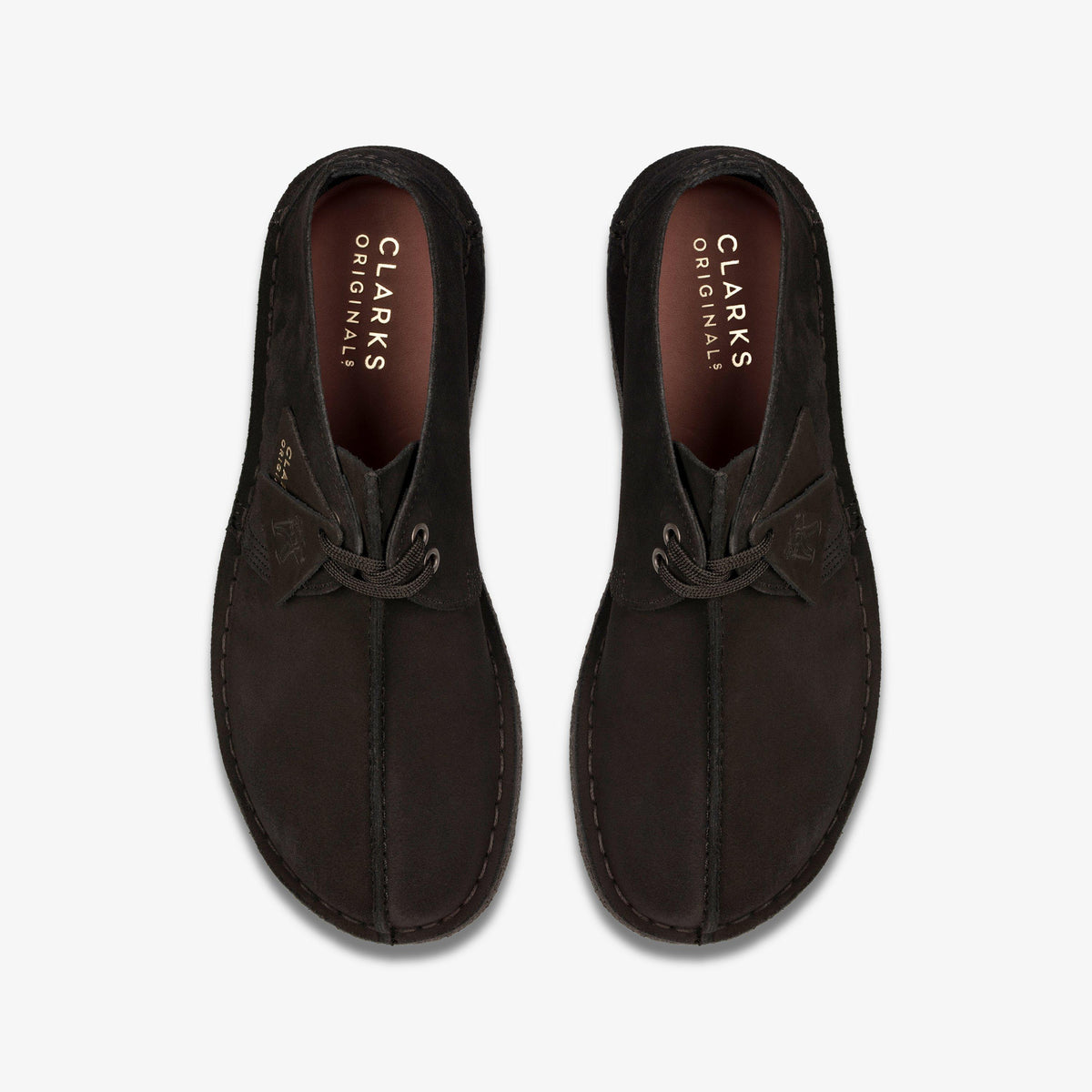 Clarks Originals Desert Trek Men's Black Suede 26155486 — top view