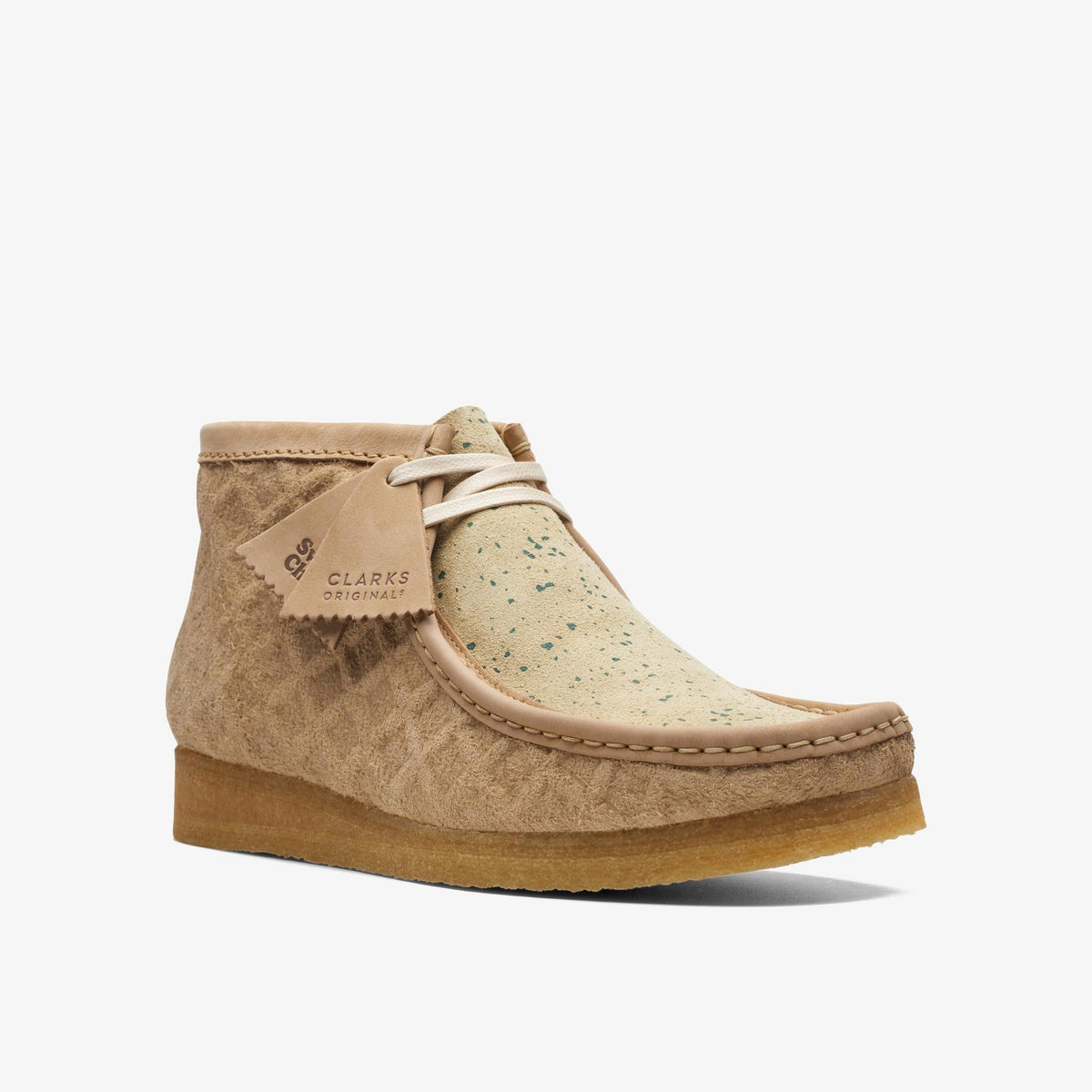 Clarks Originals Wallabee Boot Men's Natural Green Suede 26163444 — rear view