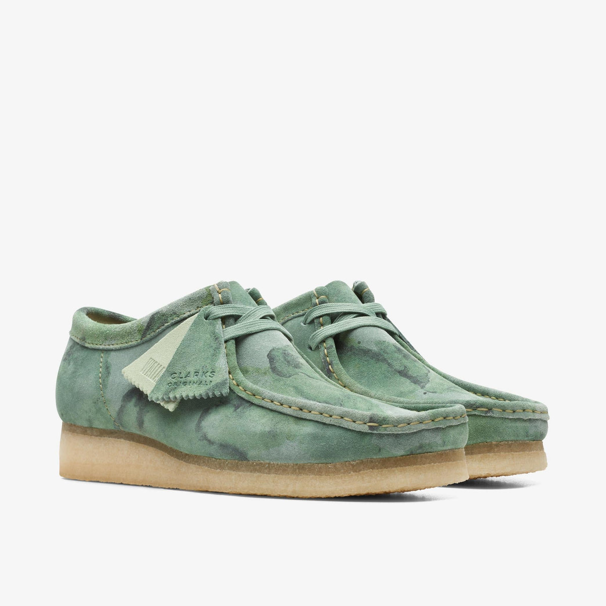 Clarks Originals Wallabee Men's Green Camo Suede 26164634 — sole view