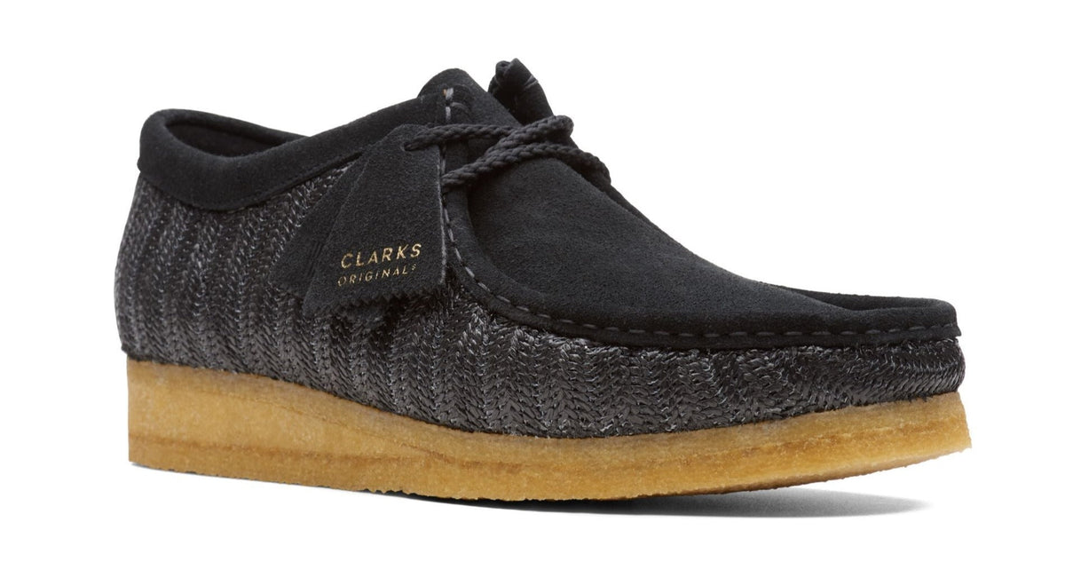 Clarks Originals Wallabee Raffia Men's Black Textile 26165512 — side view