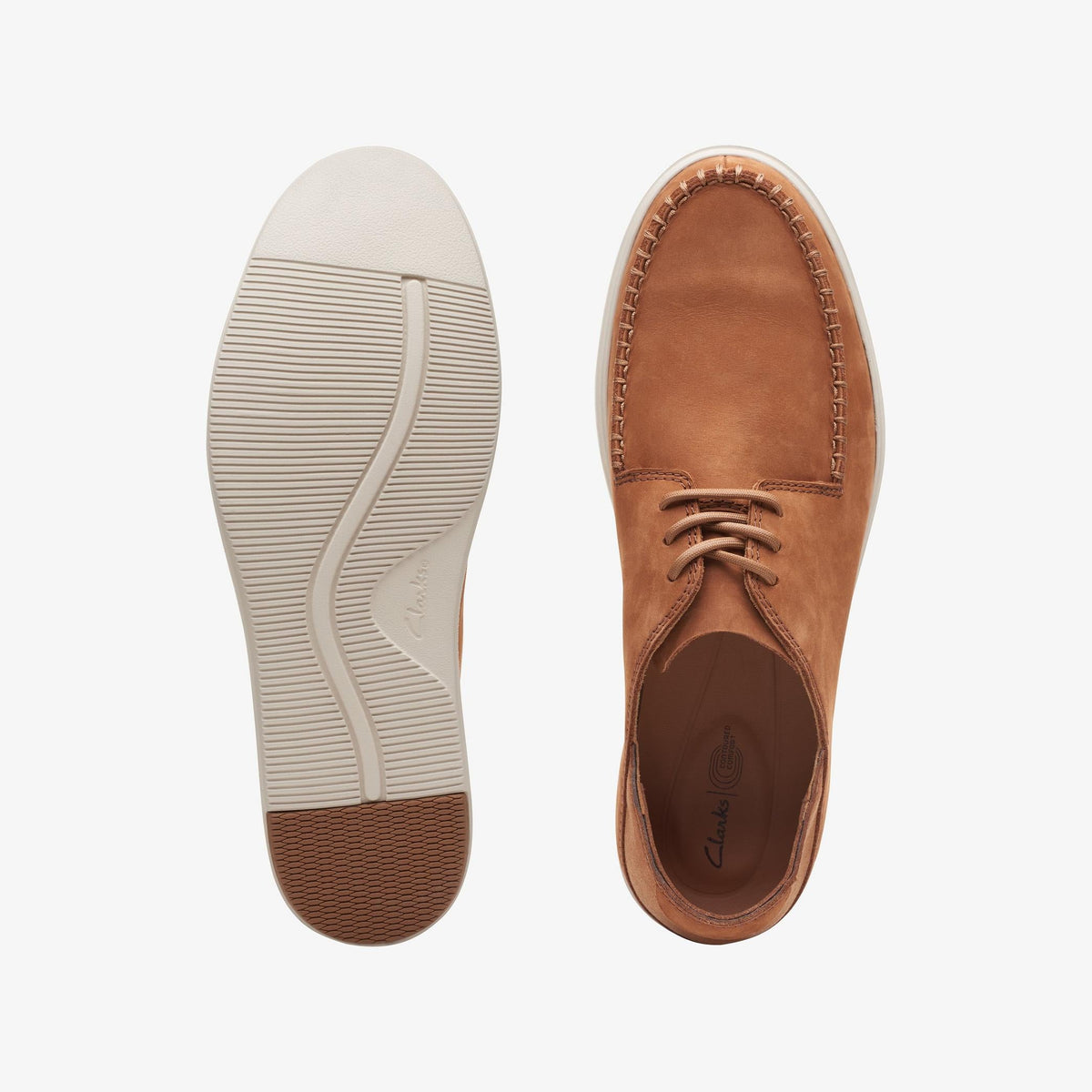 Clarks BRATTON TIE Men's Dark Tan Nubuck 26165980 — top view