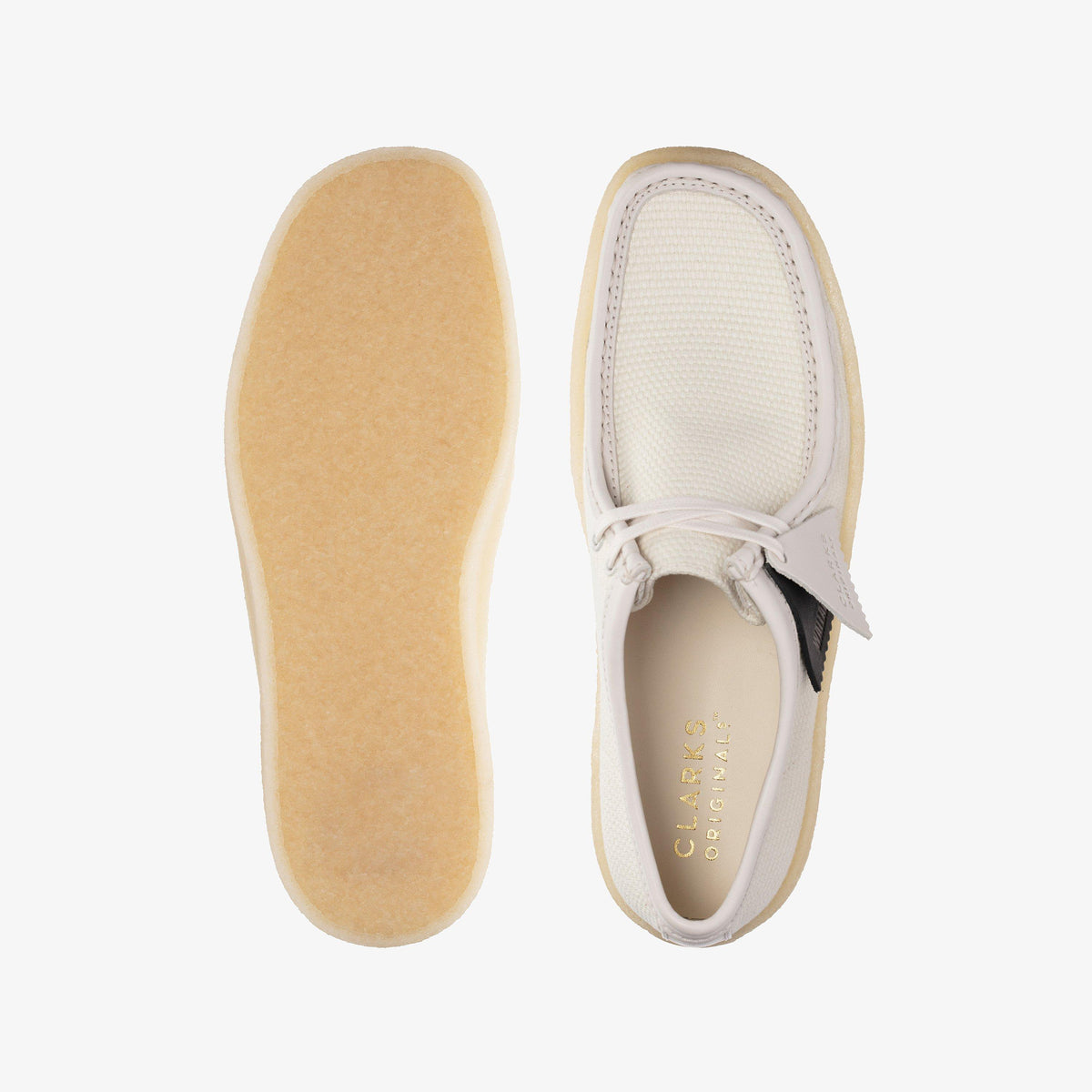 Clarks Originals Wallabee Cup Men's Off White Text 26166218 — top view