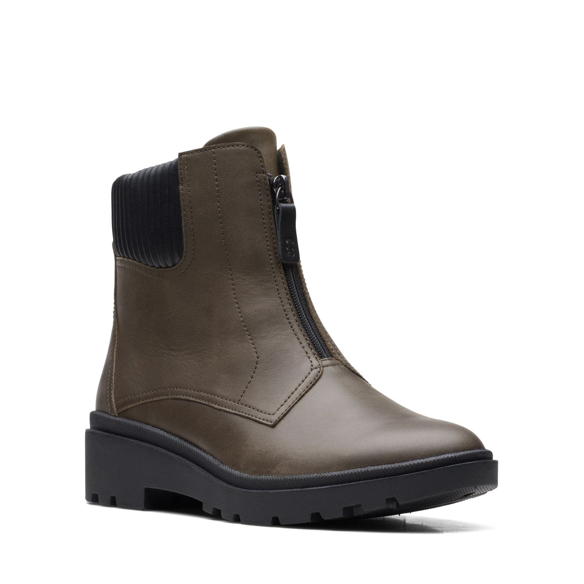 Clarks Calla Zip Women's Dark Olive Leather 26167345 — side view