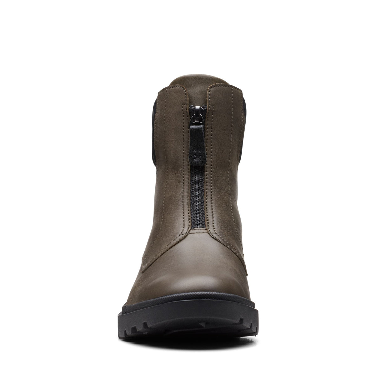 Clarks Calla Zip Women's Dark Olive Leather 26167345 — rear view