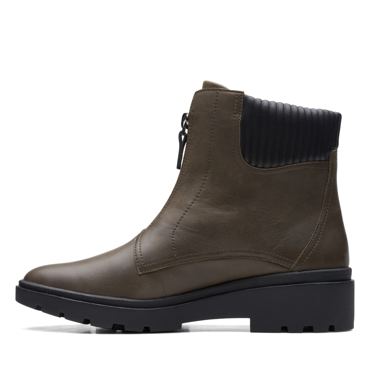 Clarks Calla Zip Women's Dark Olive Leather 26167345 — detail view