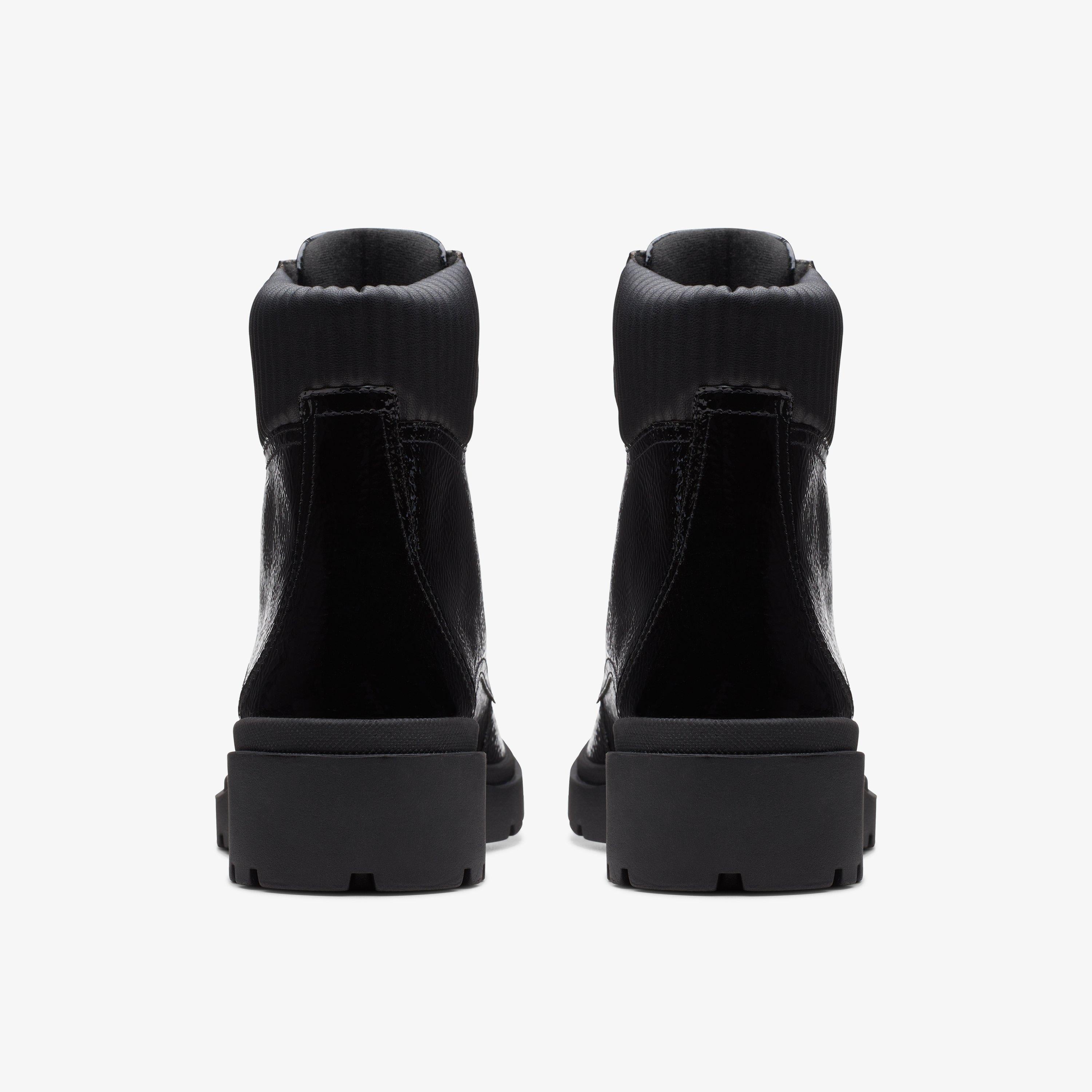 Clarks Calla Zip Women's Black Crinkle Patent Boots