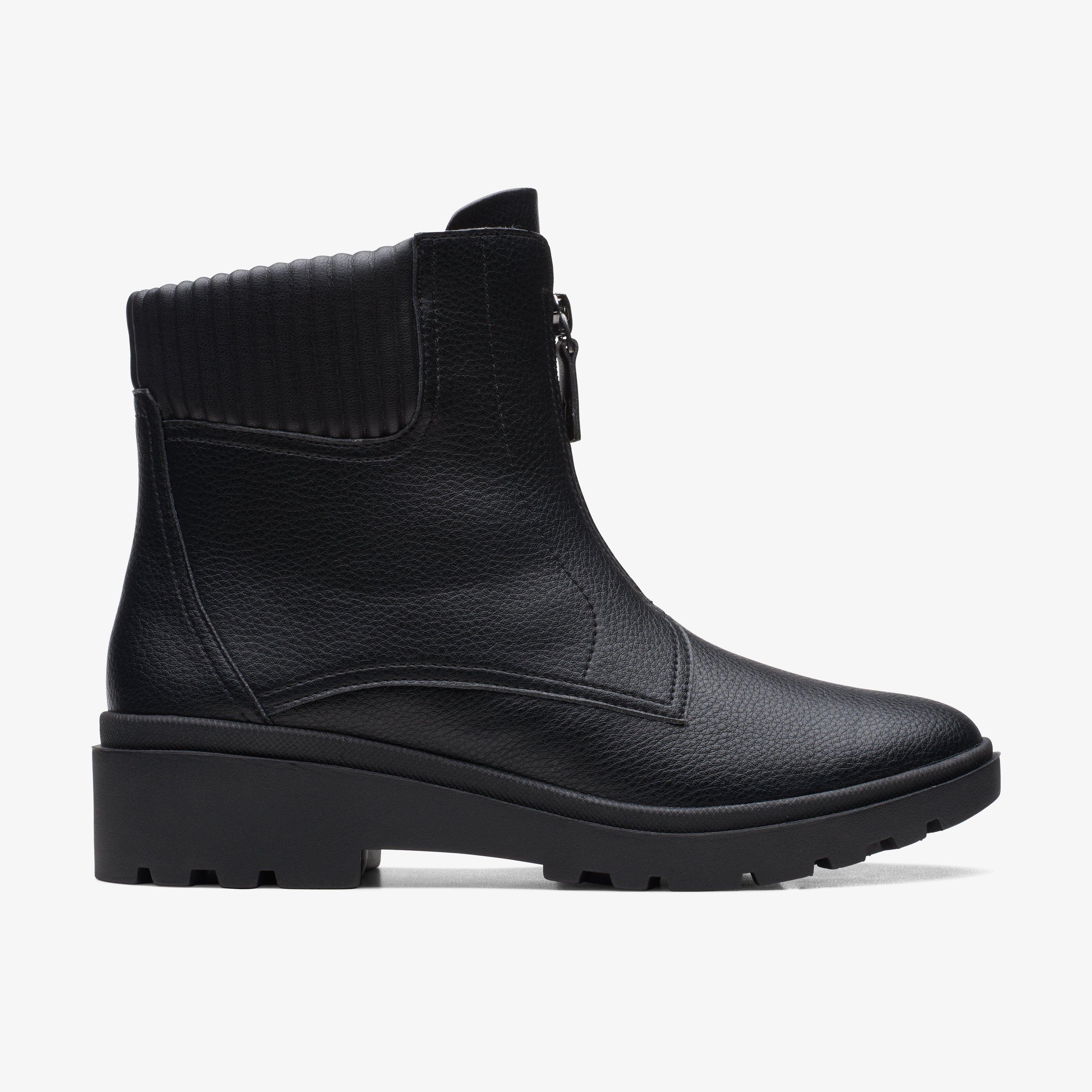 Clarks Calla Zip Women's Black Leatherrherther Boots