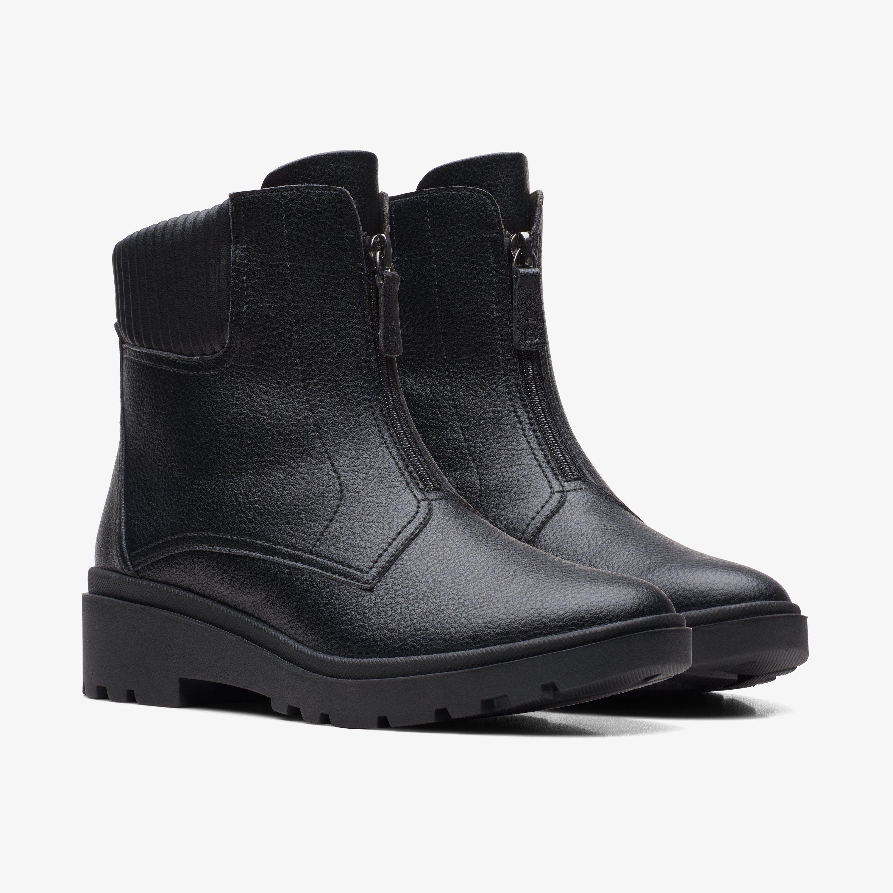 Clarks Calla Zip Women's Black Leatherrherther Boots