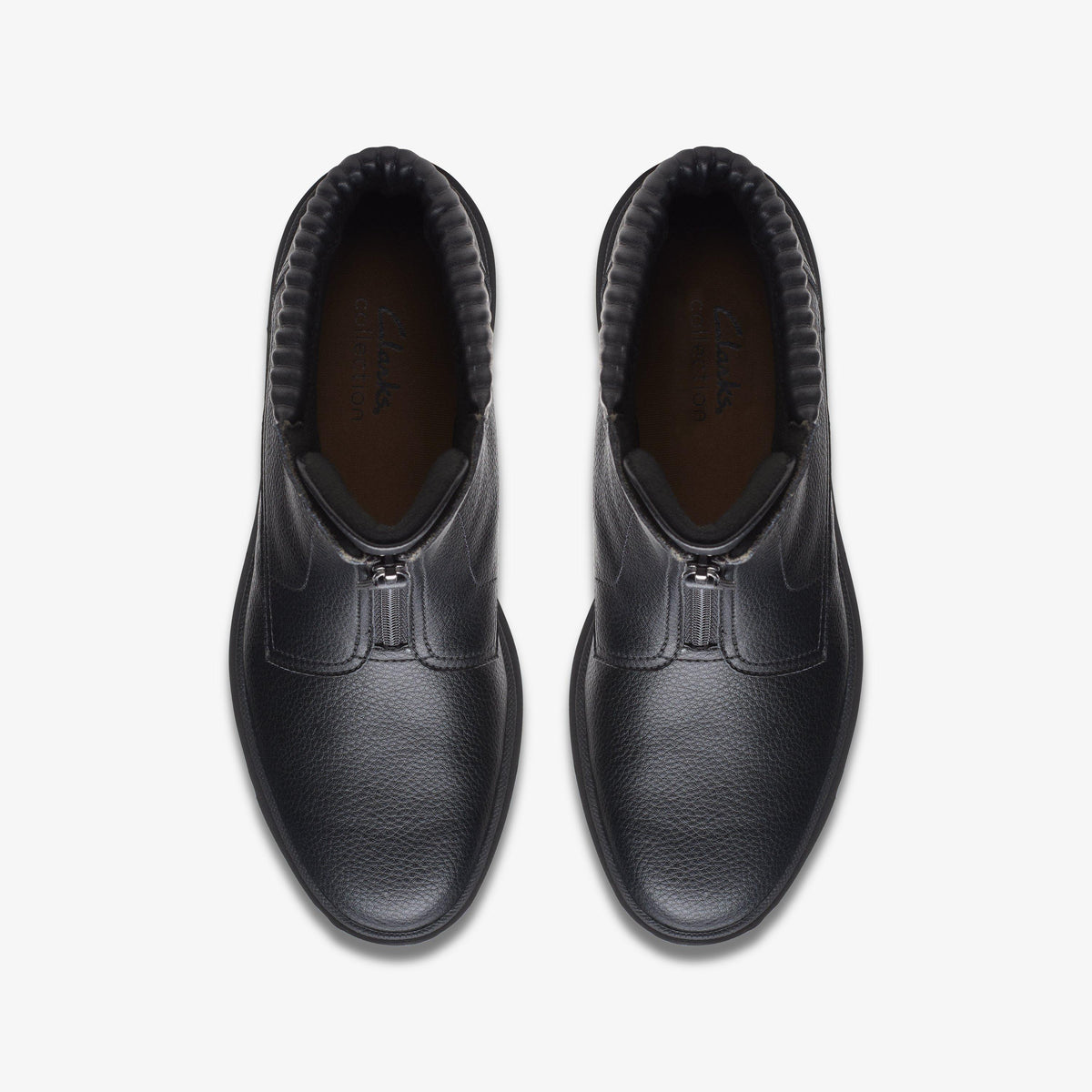 Clarks Calla Zip Women's Black Leather 26167695 — top view
