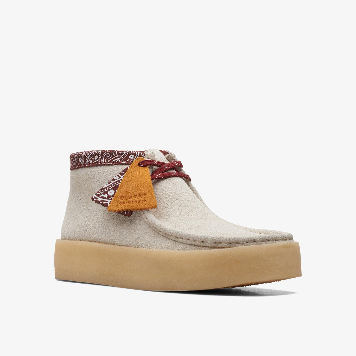 Clarks Originals Wallabee Cup Boot Men's White Interest Suede 26167977 — rear view