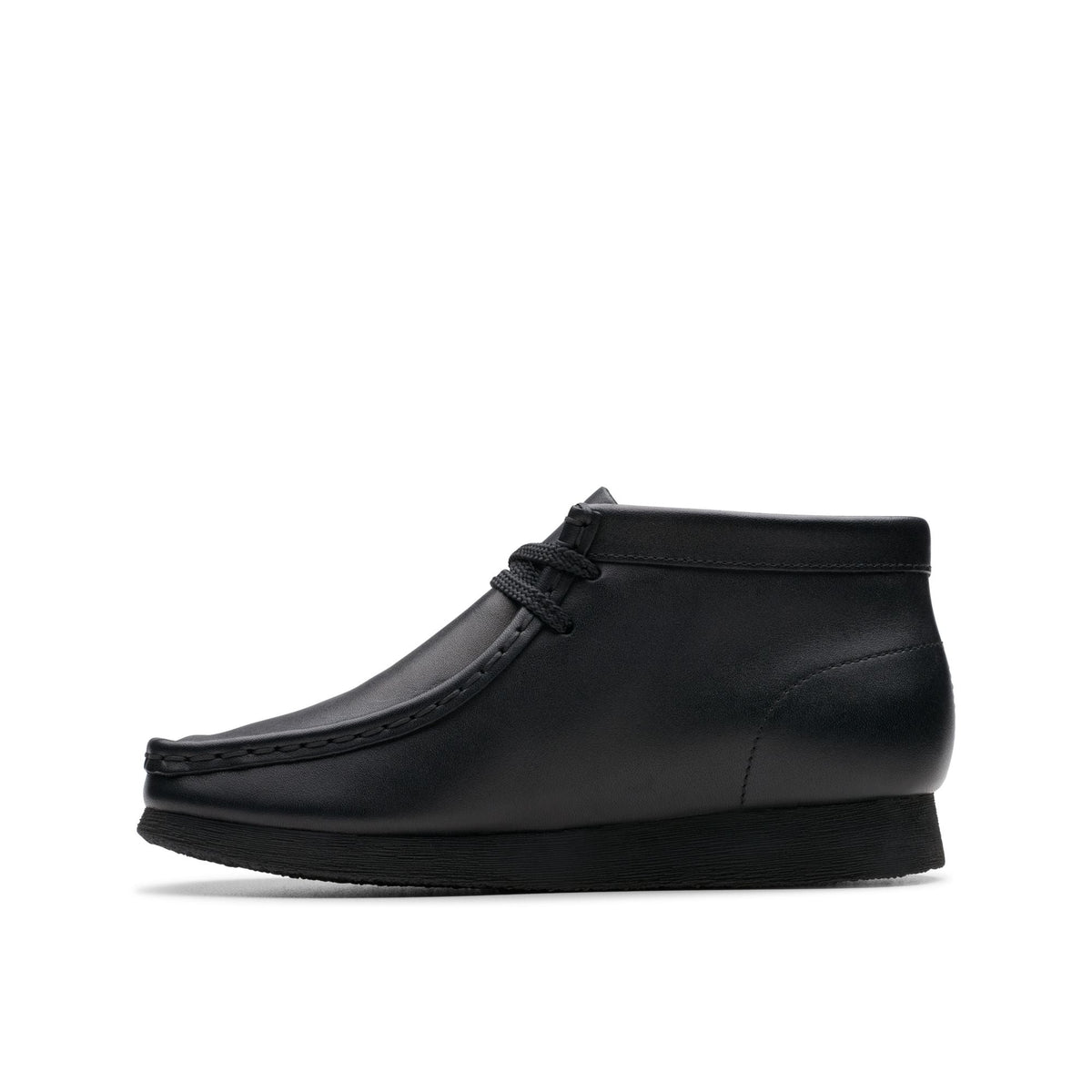 Clarks Originals Wallabee Boot Kids' Unisex Black Leather 26168041 — side view