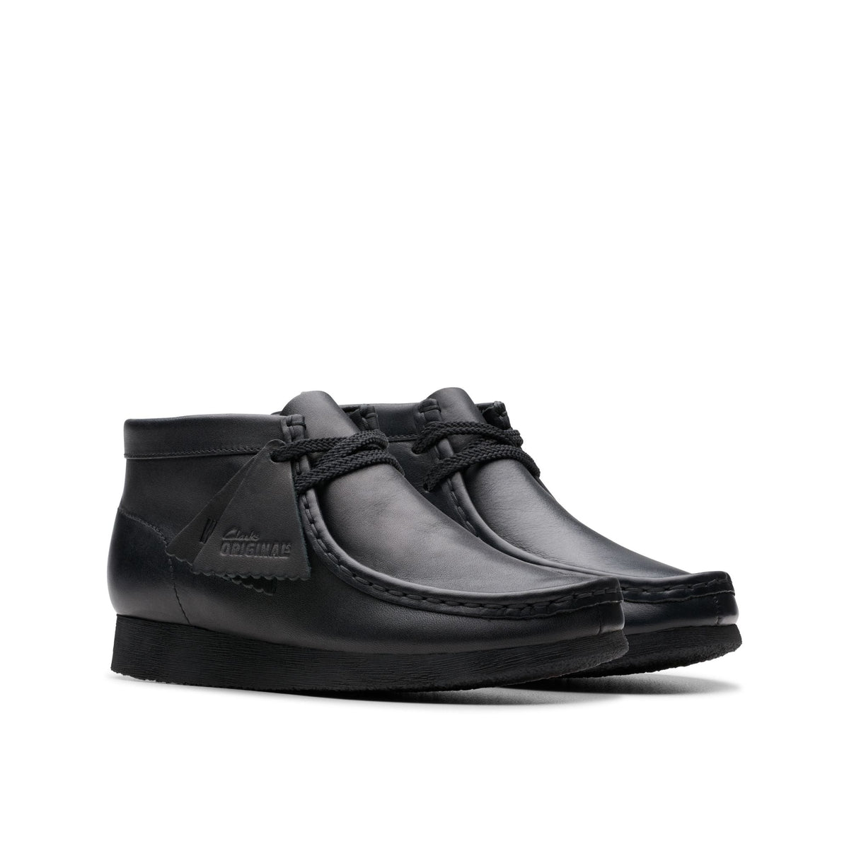 Clarks Originals Wallabee Boot Kids' Unisex Black Leather 26168041 — sole view