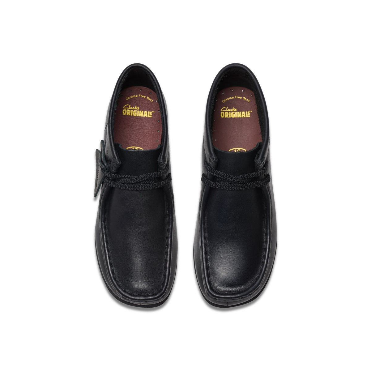Clarks Originals Wallabee Boot Kids' Unisex Black Leather 26168041 — top view