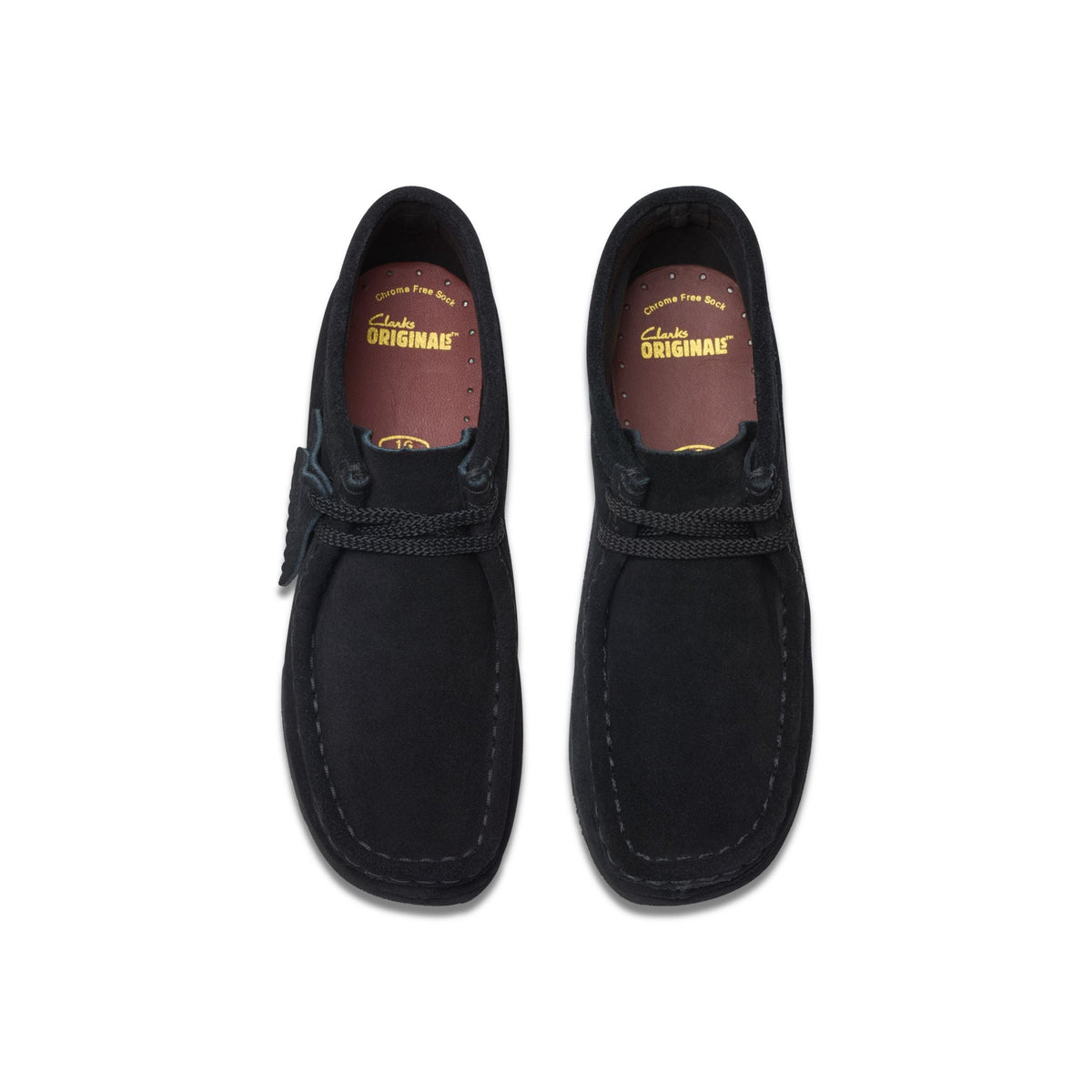 Clarks Originals Wallabee Boot Kids' Unisex Black Suede 26168044 — top view