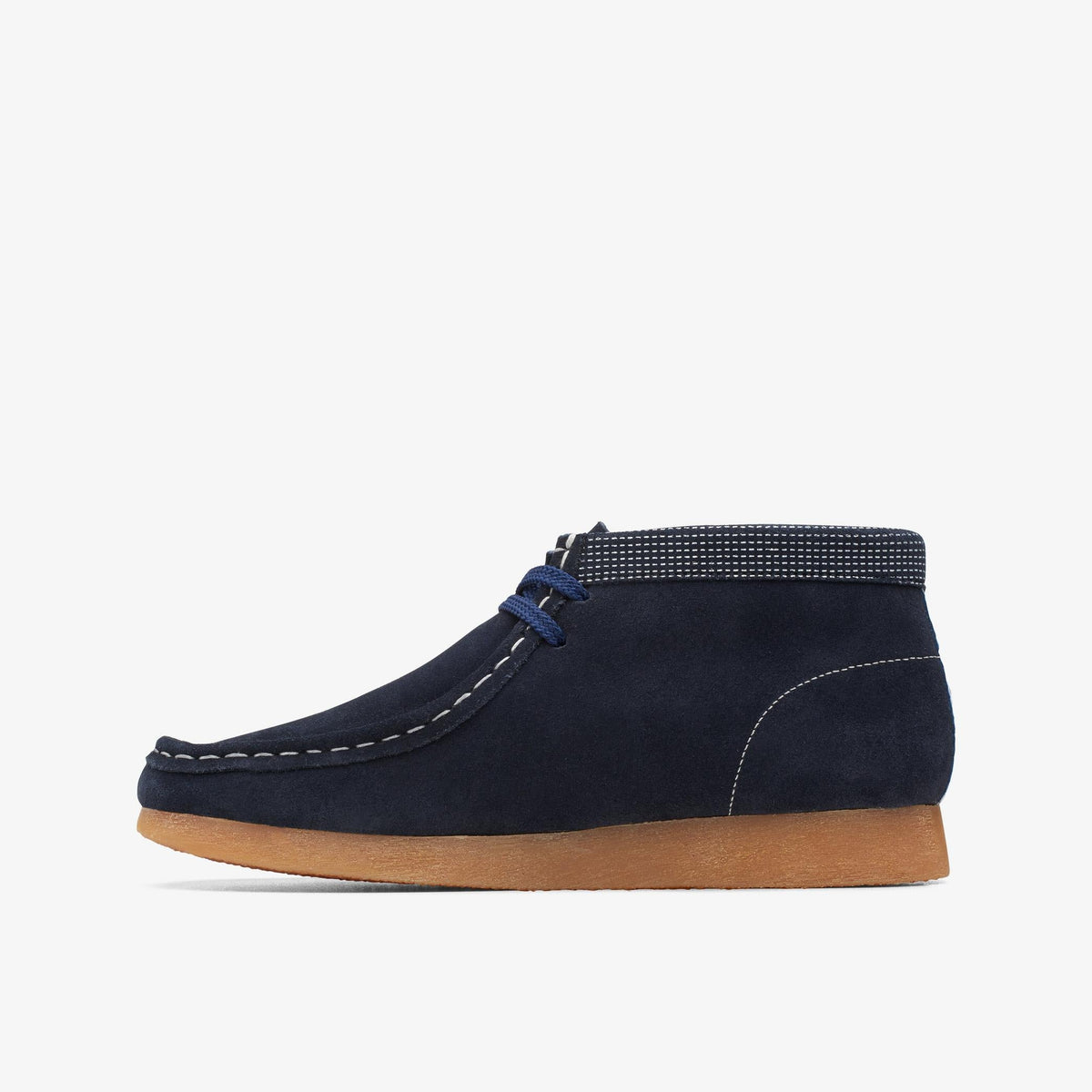 Clarks Originals Wallabee Boot PS Kids' Unisex Navy Combination Suede Wide Width 26168133 — side view